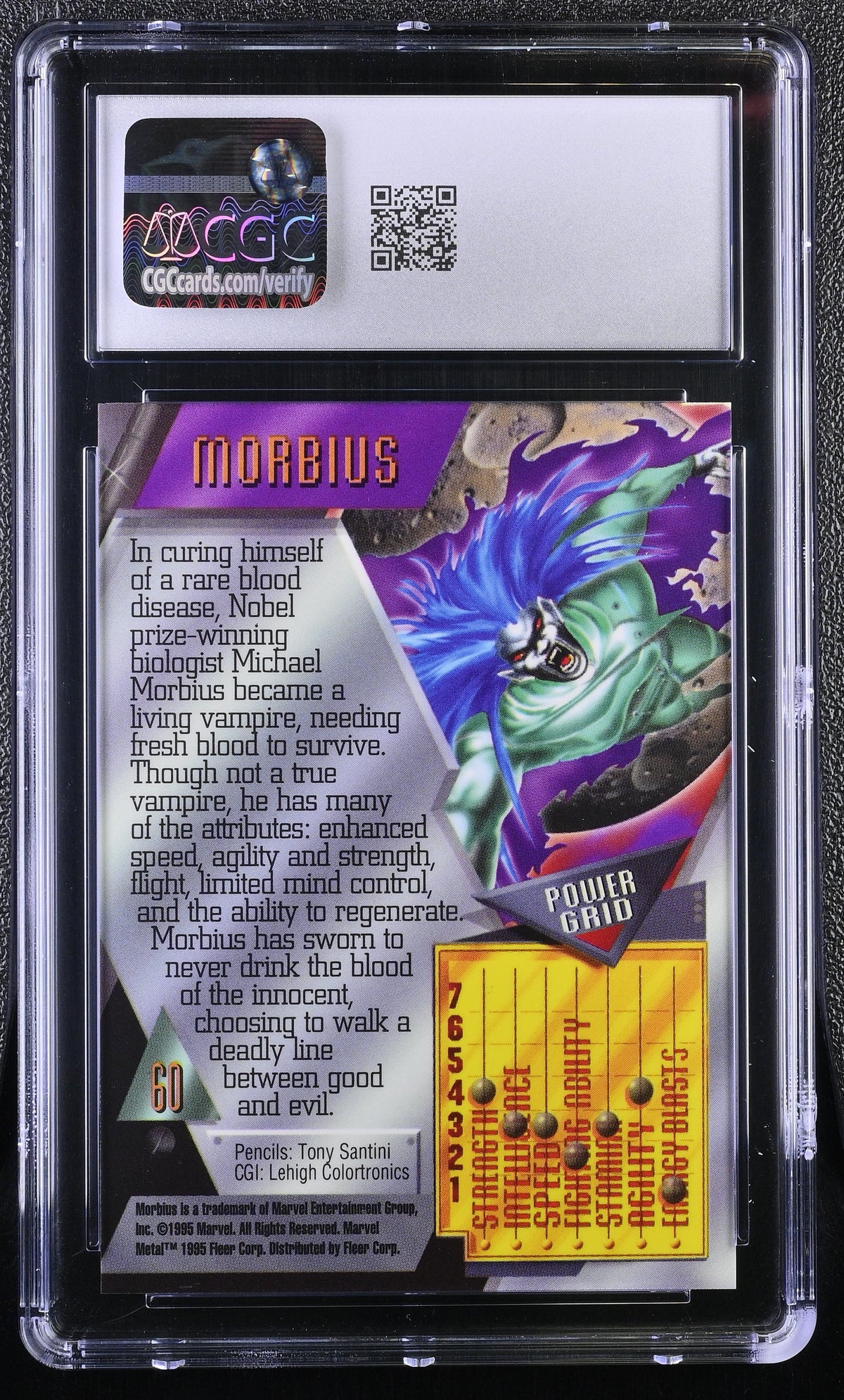 1995 Fleer Marvel Metal Inaugural Edition Morbius #60 CGC 9.5