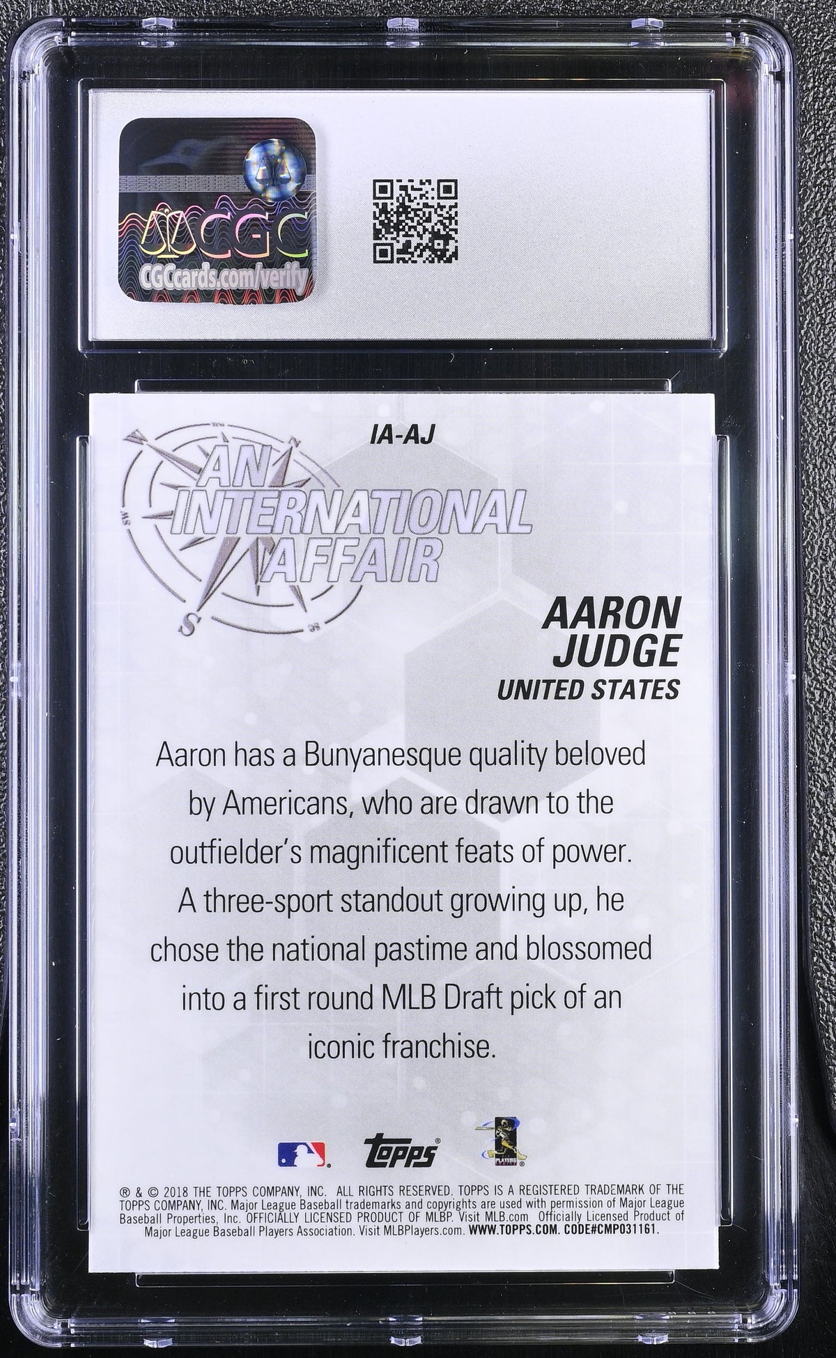 2018 Topps Chrome Update Aaron Judge International Affair #IA-AJ CGC 10 Yankees