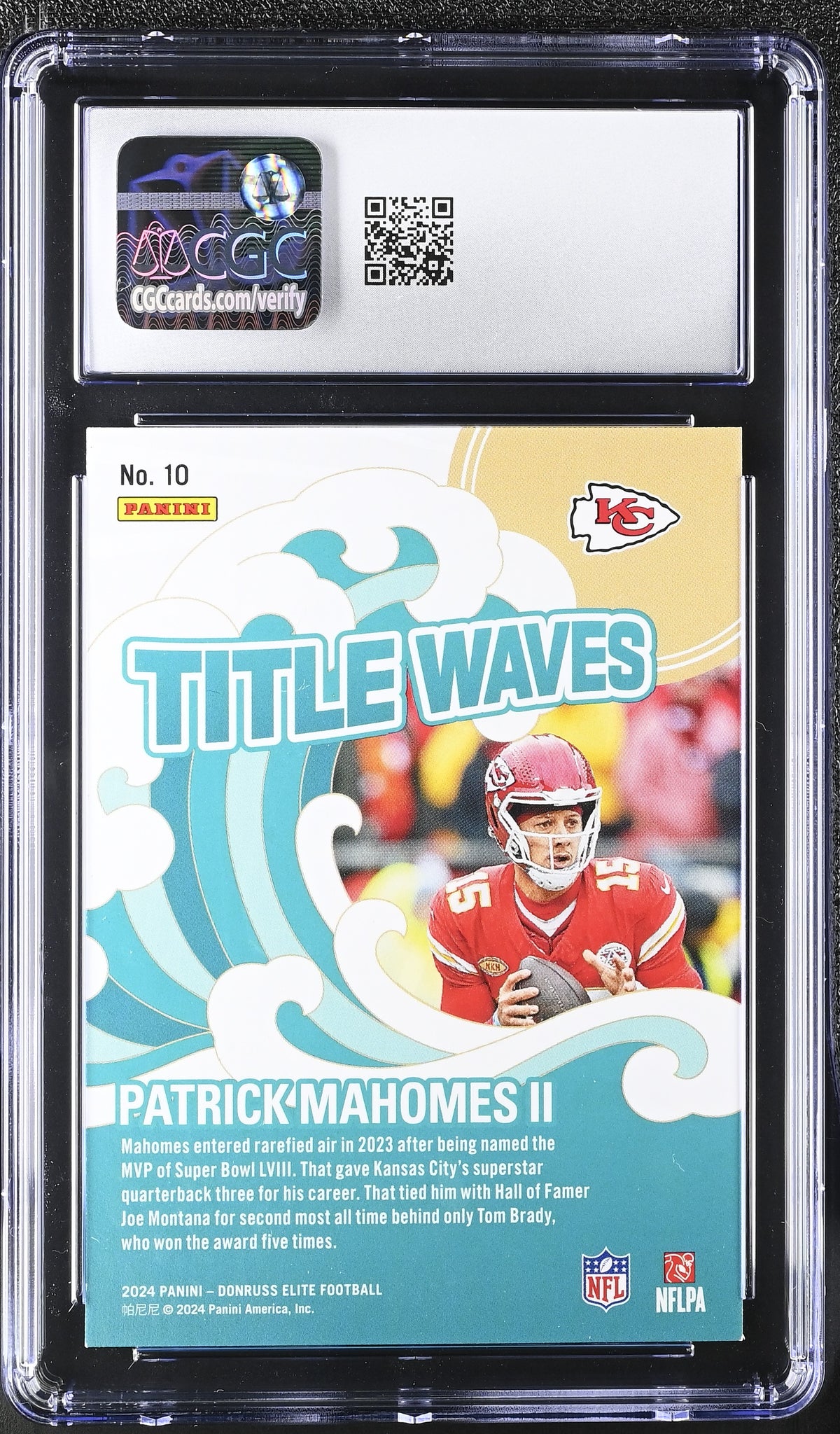 2024 Donruss Elite Patrick Mahomes II Pink Title Waves #10 CGC 9 Chiefs