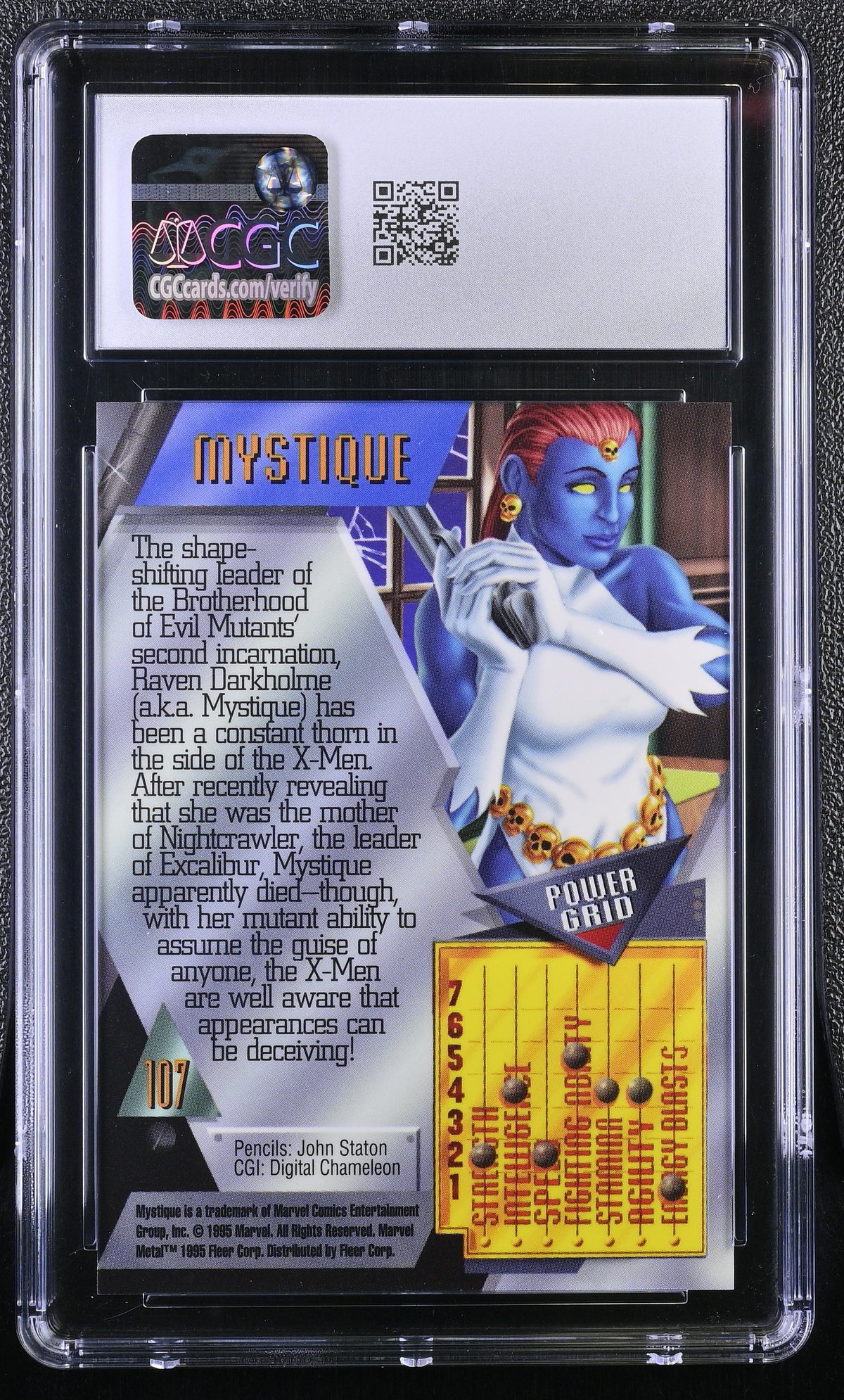 1995 Fleer Marvel Metal Inaugural Edition Mystique #107 CGC 9.5
