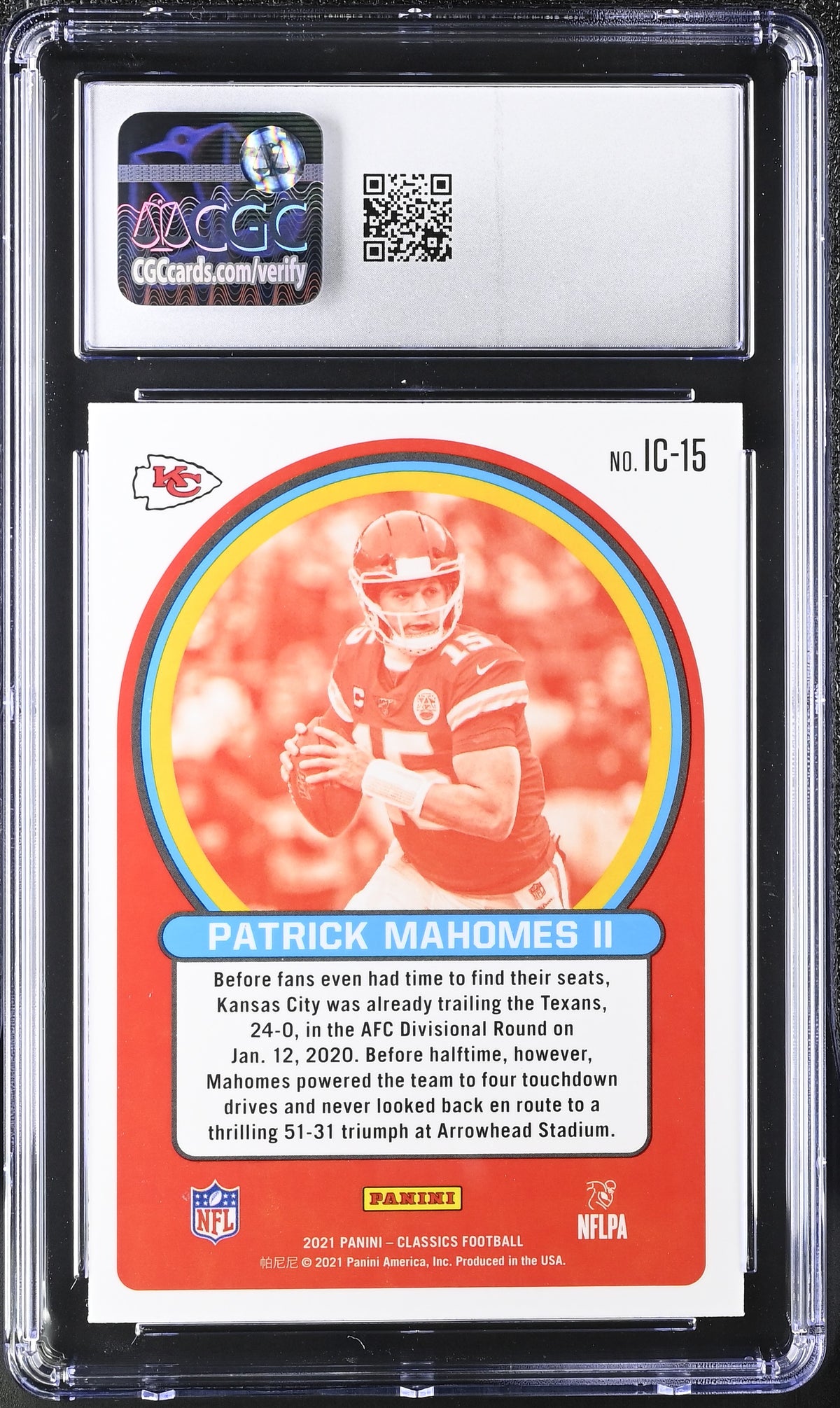 2021 Panini Classics Patrick Mahomes II Instant Classics #IC-15 CGC 9.5 Chiefs