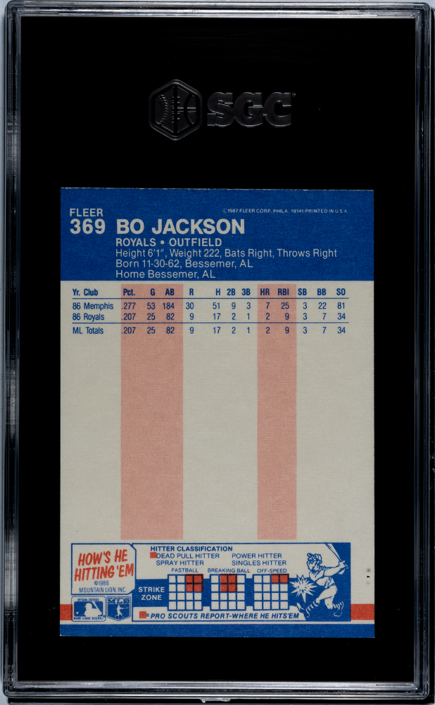 1987 Fleer Bo Jackson #369 SGC 7