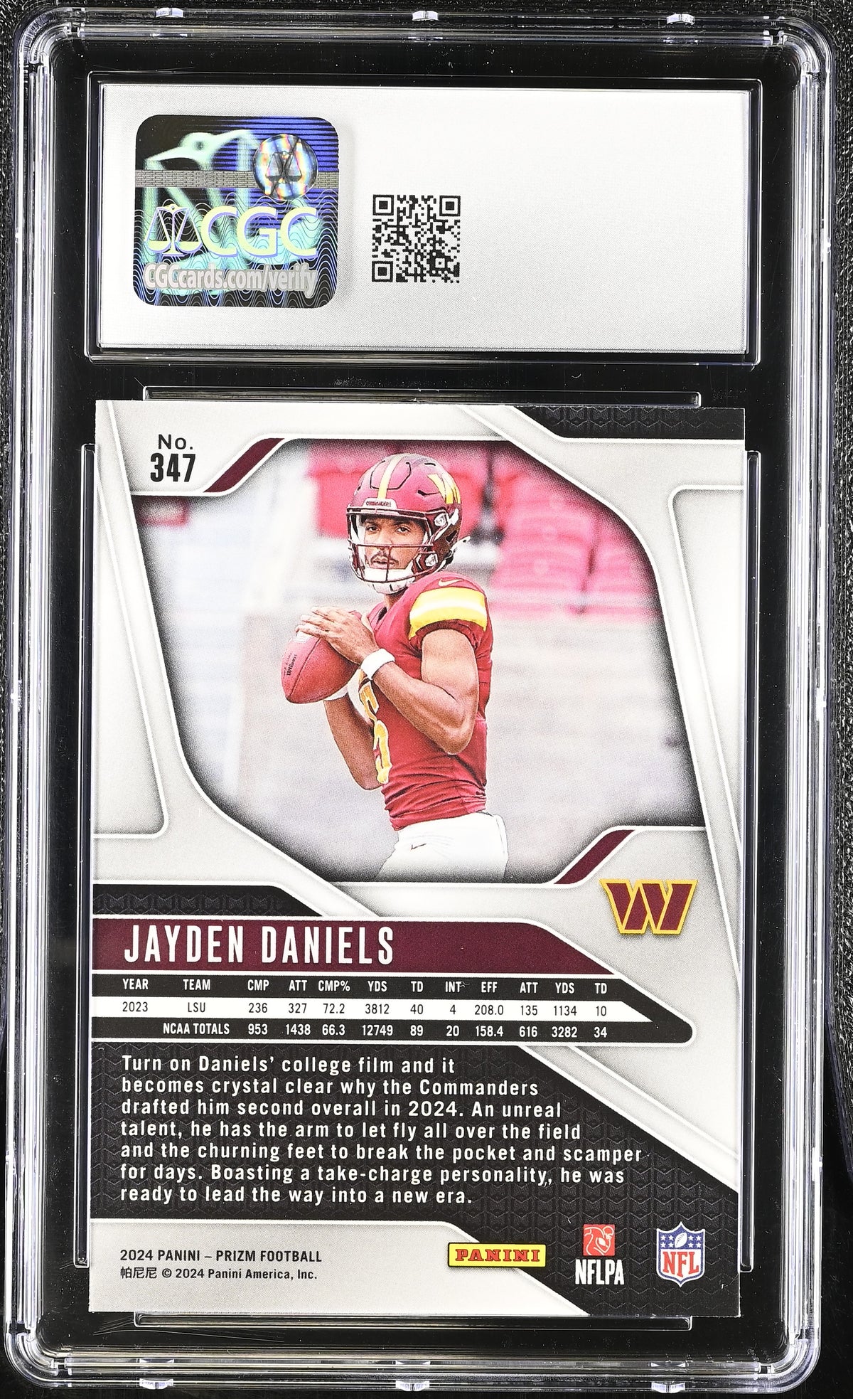 2024 Panini Prizm Jayden Daniels #347 CGC 9.5 Washington Commanders