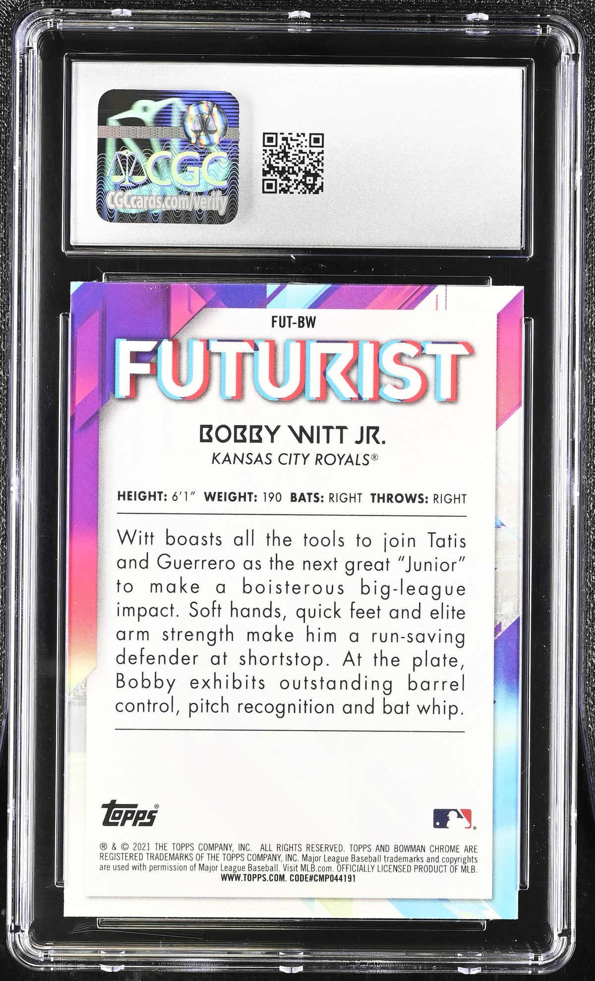 2021 Bowman Bobby Witt Jr. Futurist #FUT-BW CGC 10 Kansas City Royals