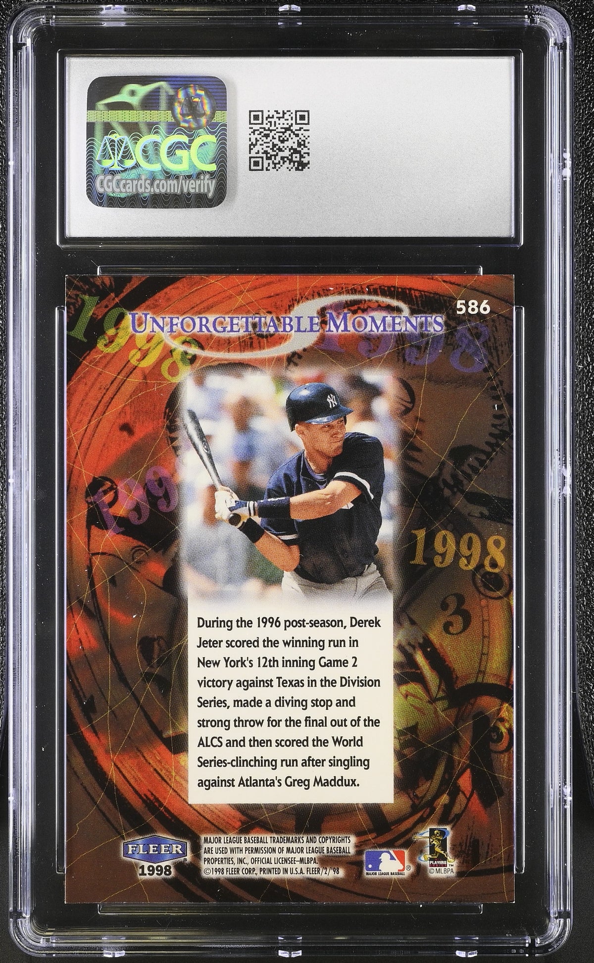 1998 Fleer Tradition Derek Jeter #586 CGC 10 New York Yankees