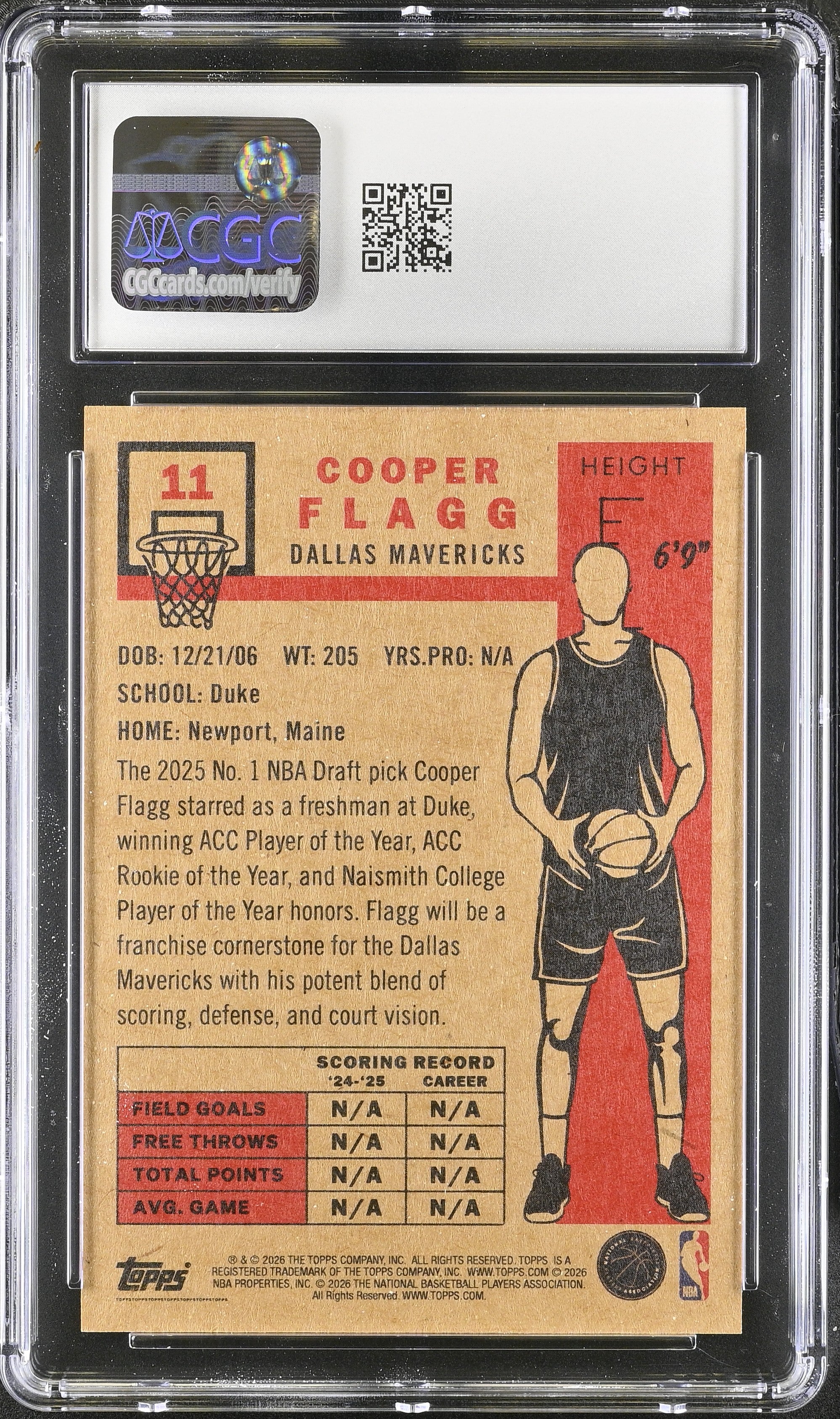 2025-26 Topps Living Set Cooper Flagg #11 CGC 9