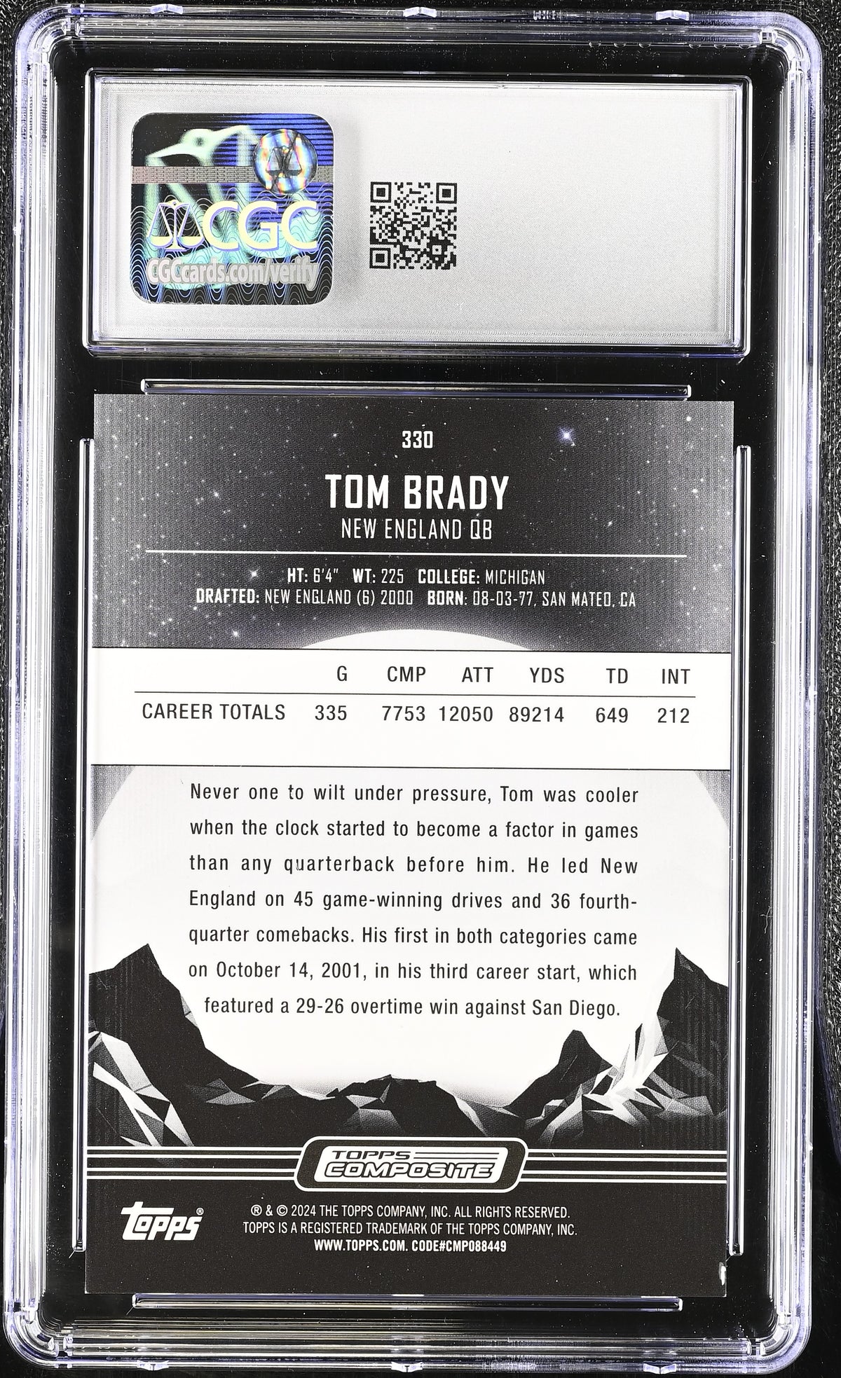 2023 Topps Composite Tom Brady Midnight #330 CGC 9.5 New England Patriots