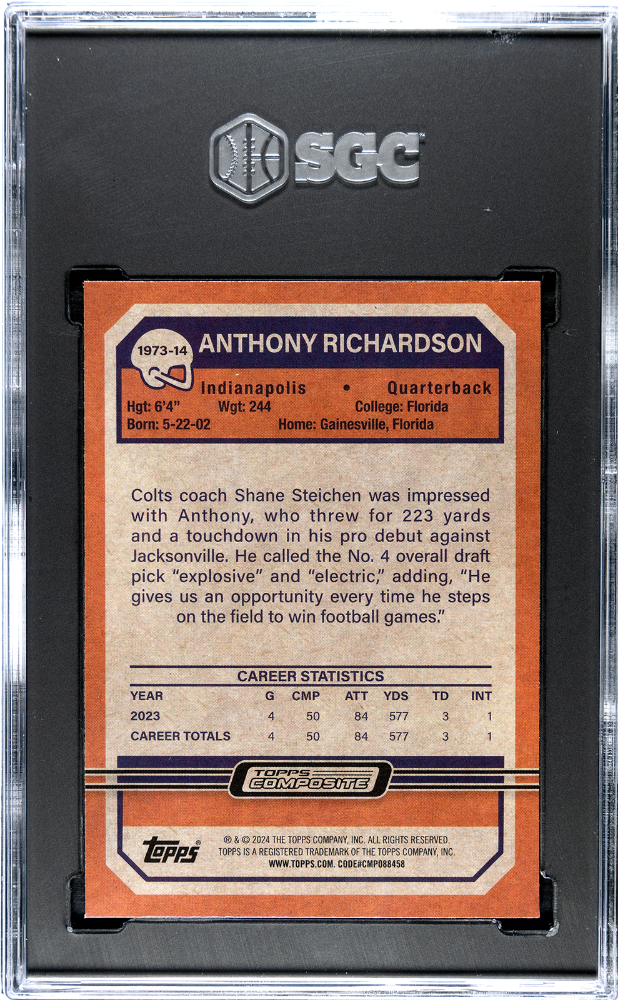2023 Topps Composite Anthony Richardson Chrome '73 Design #1973-14 SGC 10