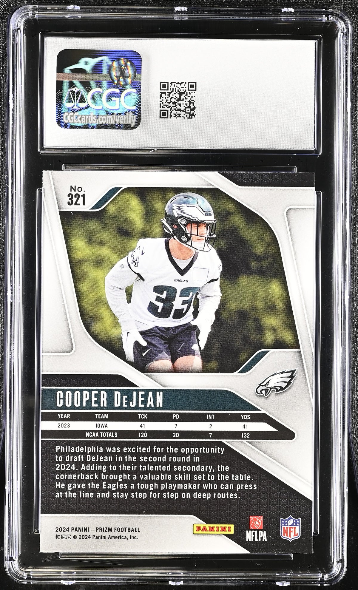 2024 Panini Prizm Cooper DeJean Rookie #321 CGC 10 Philadelphia Eagles