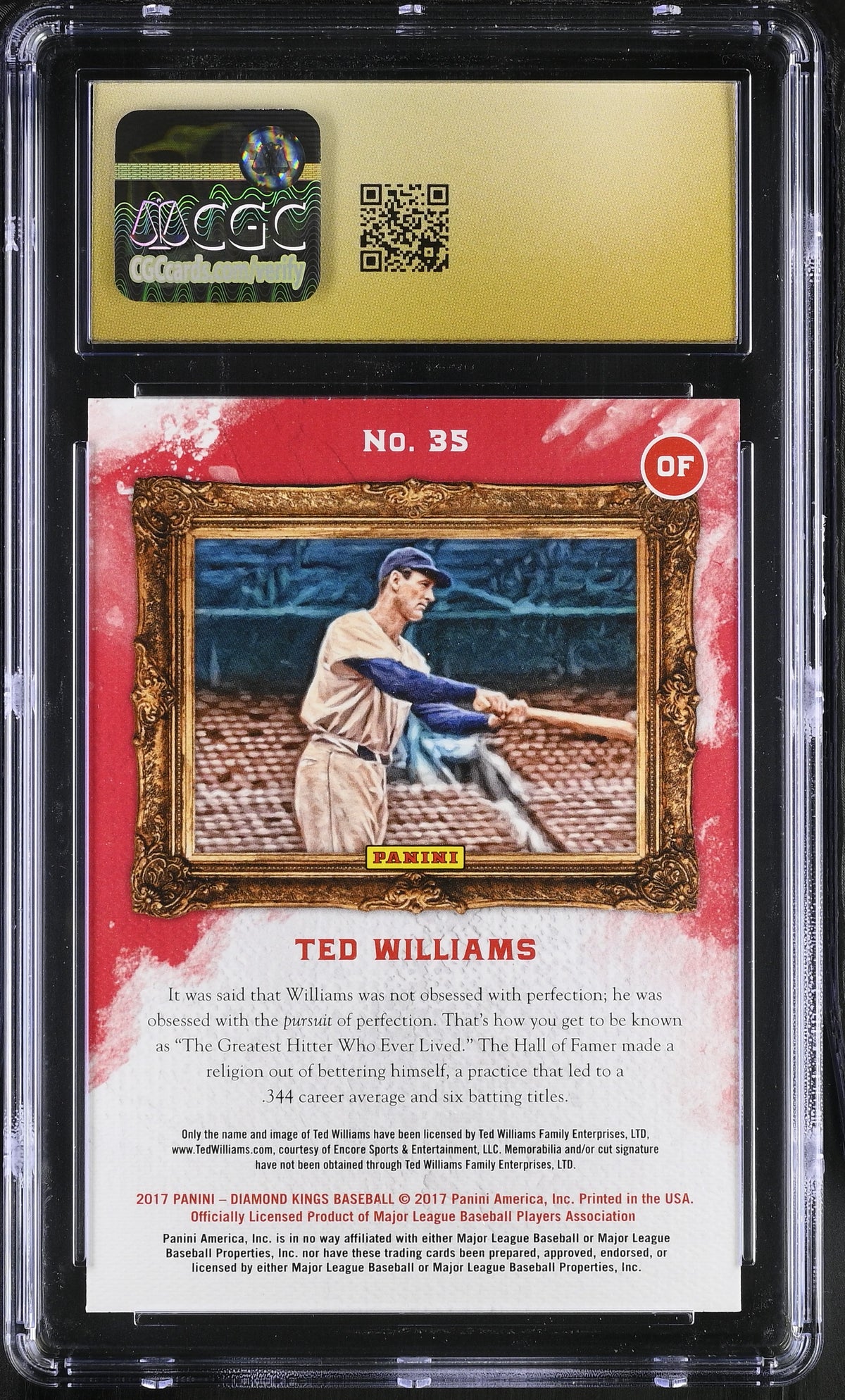 2017 Panini Diamond Kings Ted Williams #35 CGC 10 Pristine Boston Red Sox