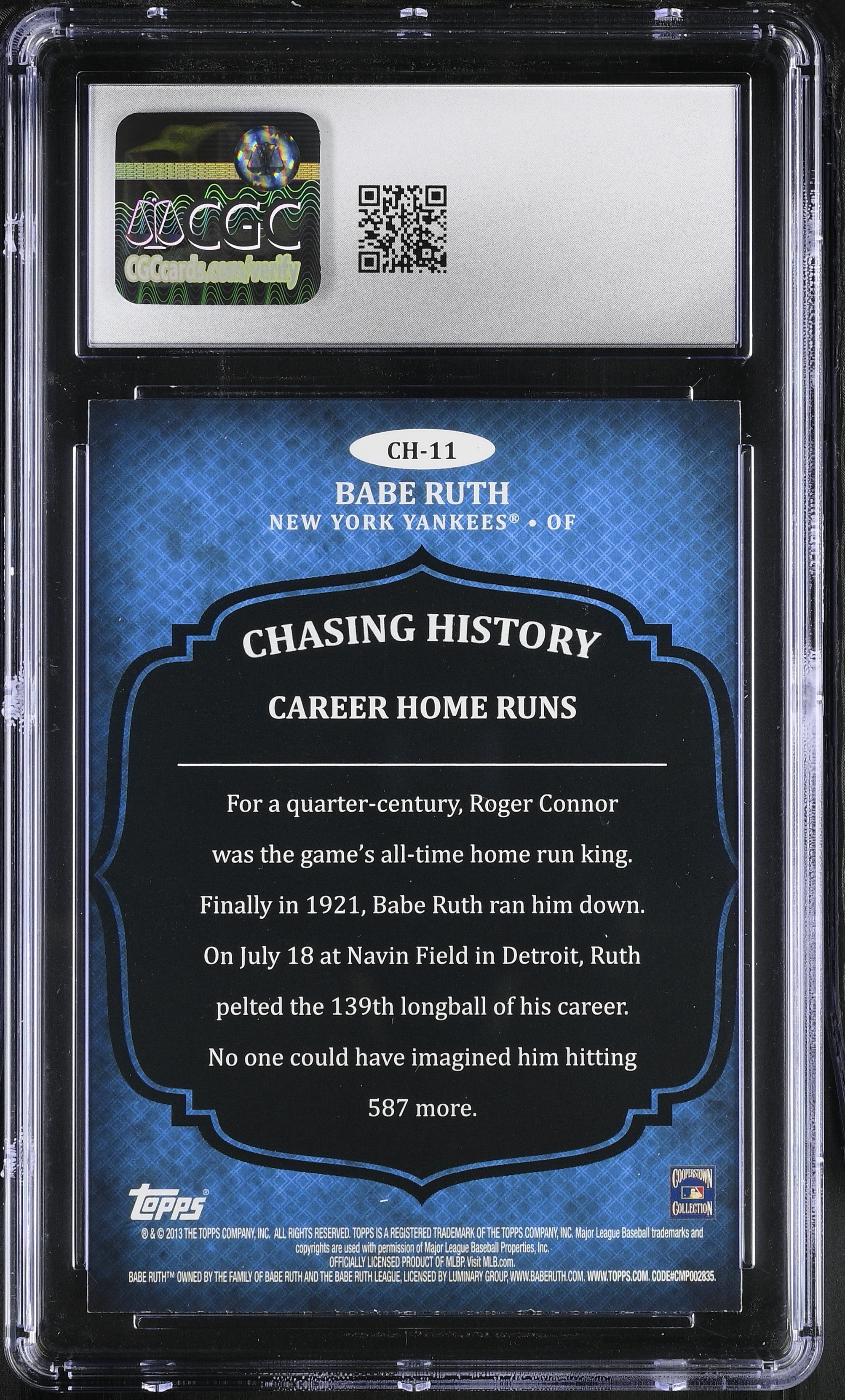 2013 Topps Babe Ruth #CH-11 Chasing History CGC 9