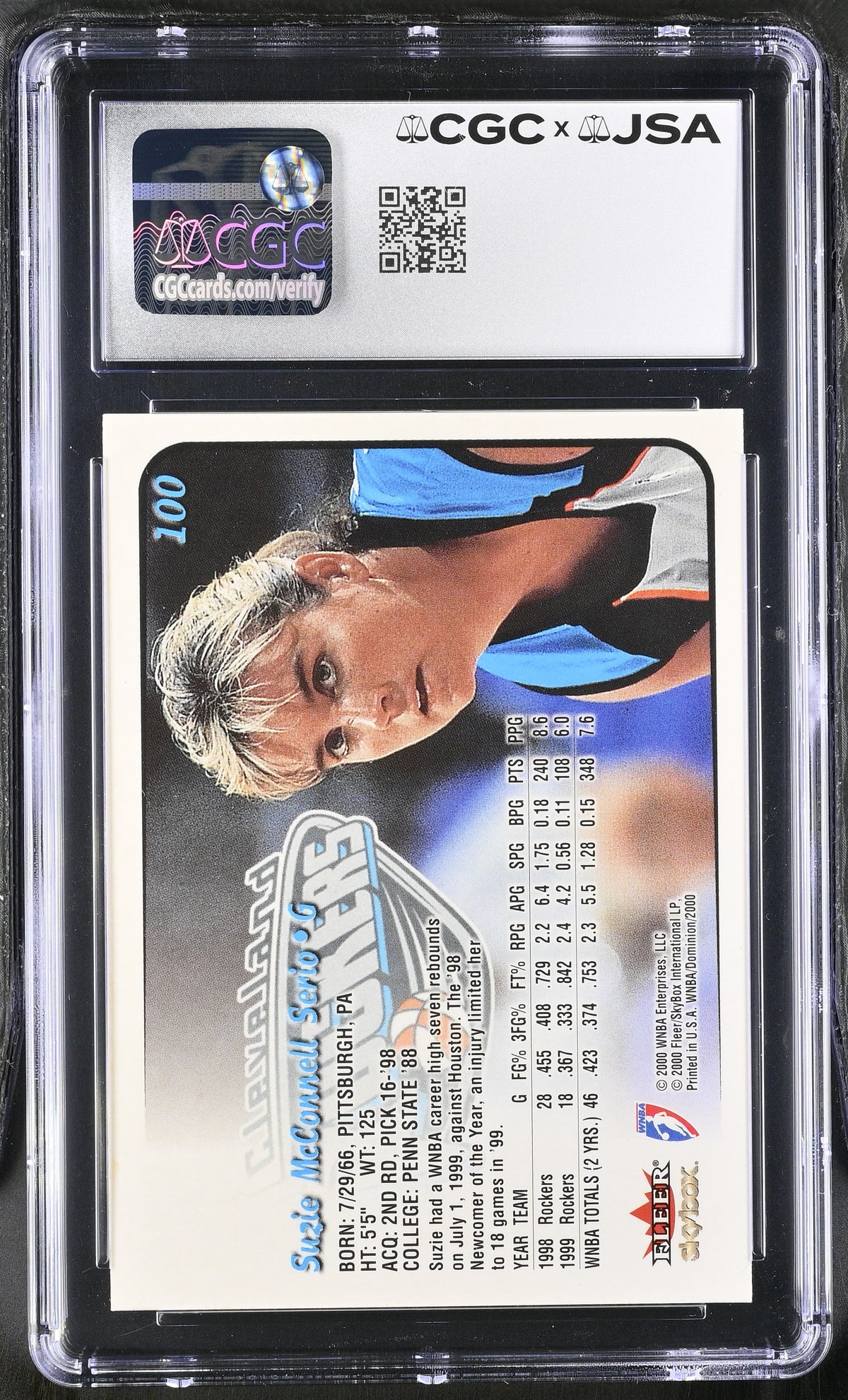 2000-01 Skybox Dominion WNBA Suzie McConnell-Serio Auto Autograph CGC Authentic