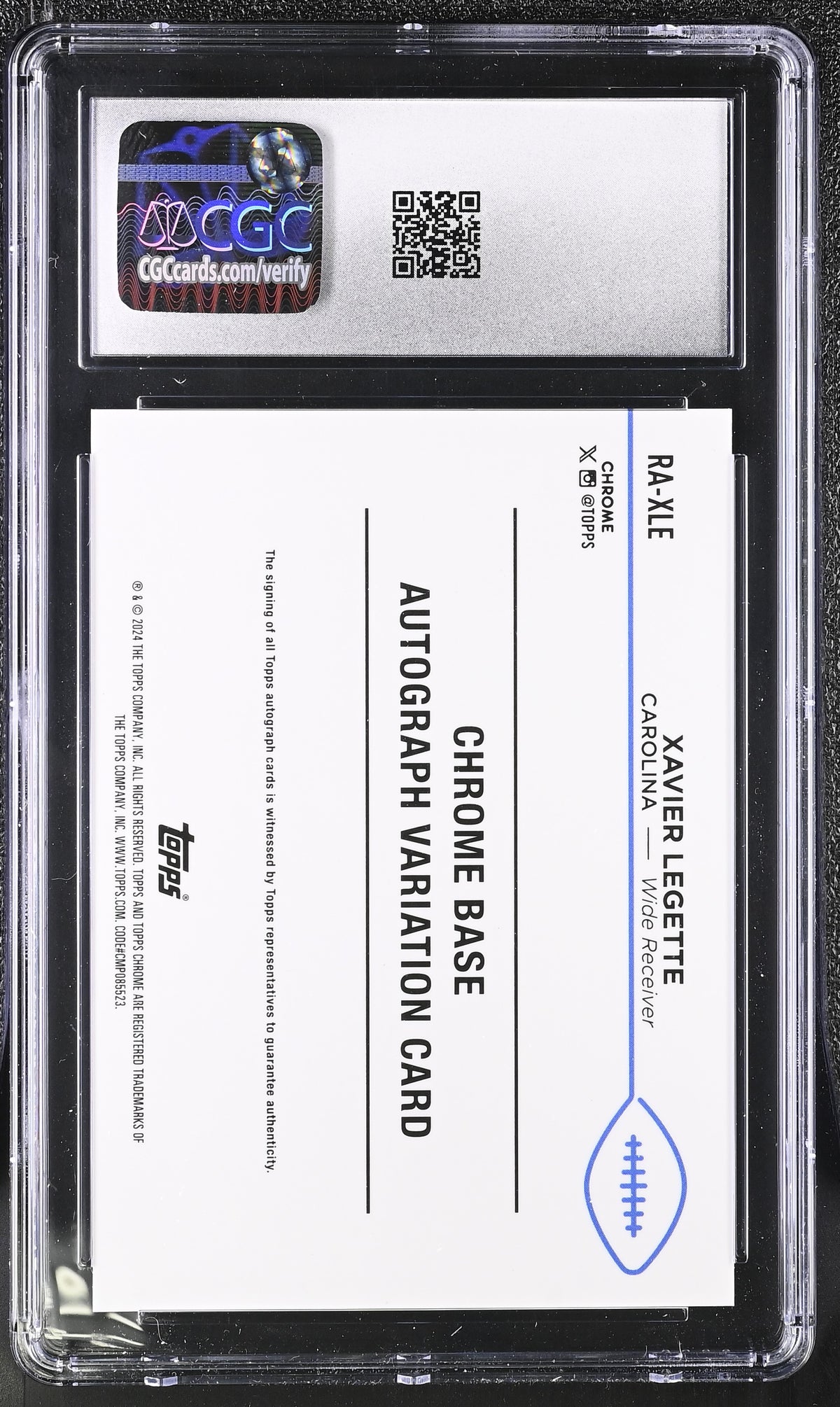 2024 Topps Chrome Xavier Legette Rookie Autographs #RA-XLE CGC 9 Panthers
