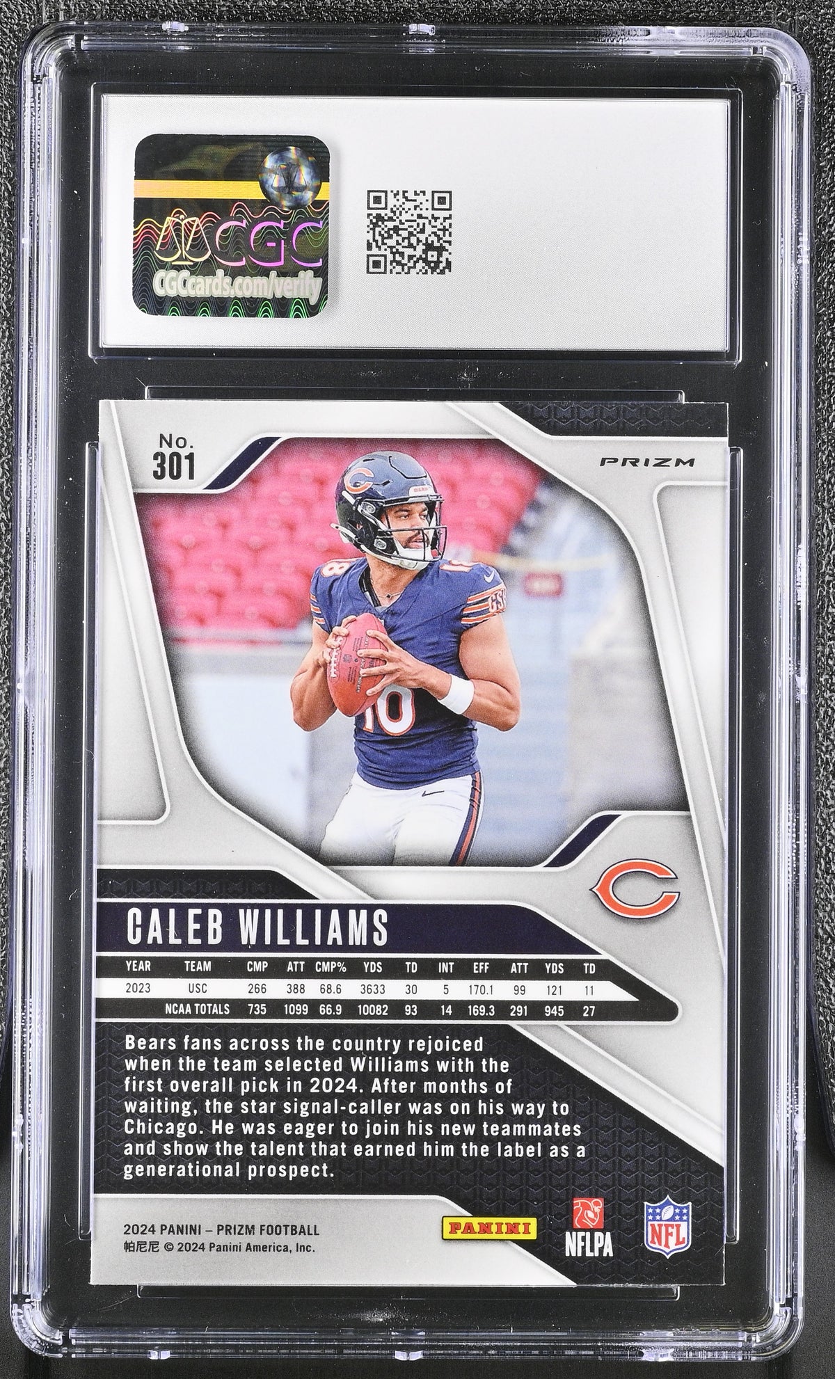 2024 Panini Prizm Caleb Williams Red Sparkle Rookie #301 CGC 9 Chicago Bears
