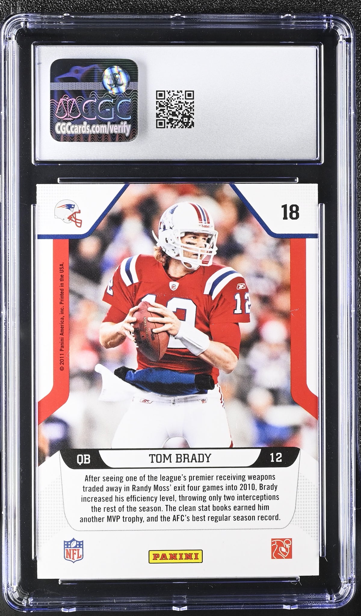 2011 Score Tom Brady Glossy Millennium Men #18 CGC 9.5 New England Patriots