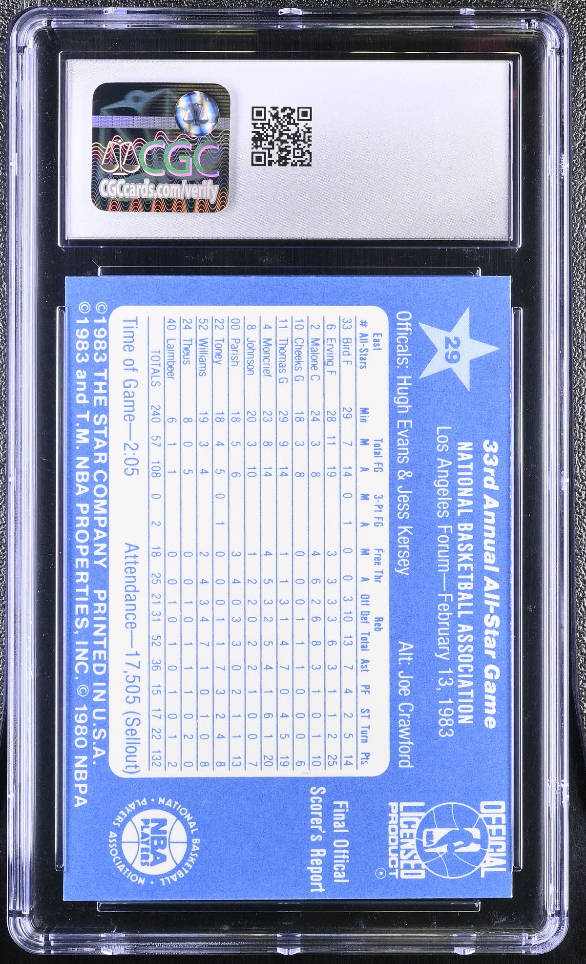 1983 Star All- Game Boston Bombers Larry Bird/Robert Parish #29 CGC 8 Celtics