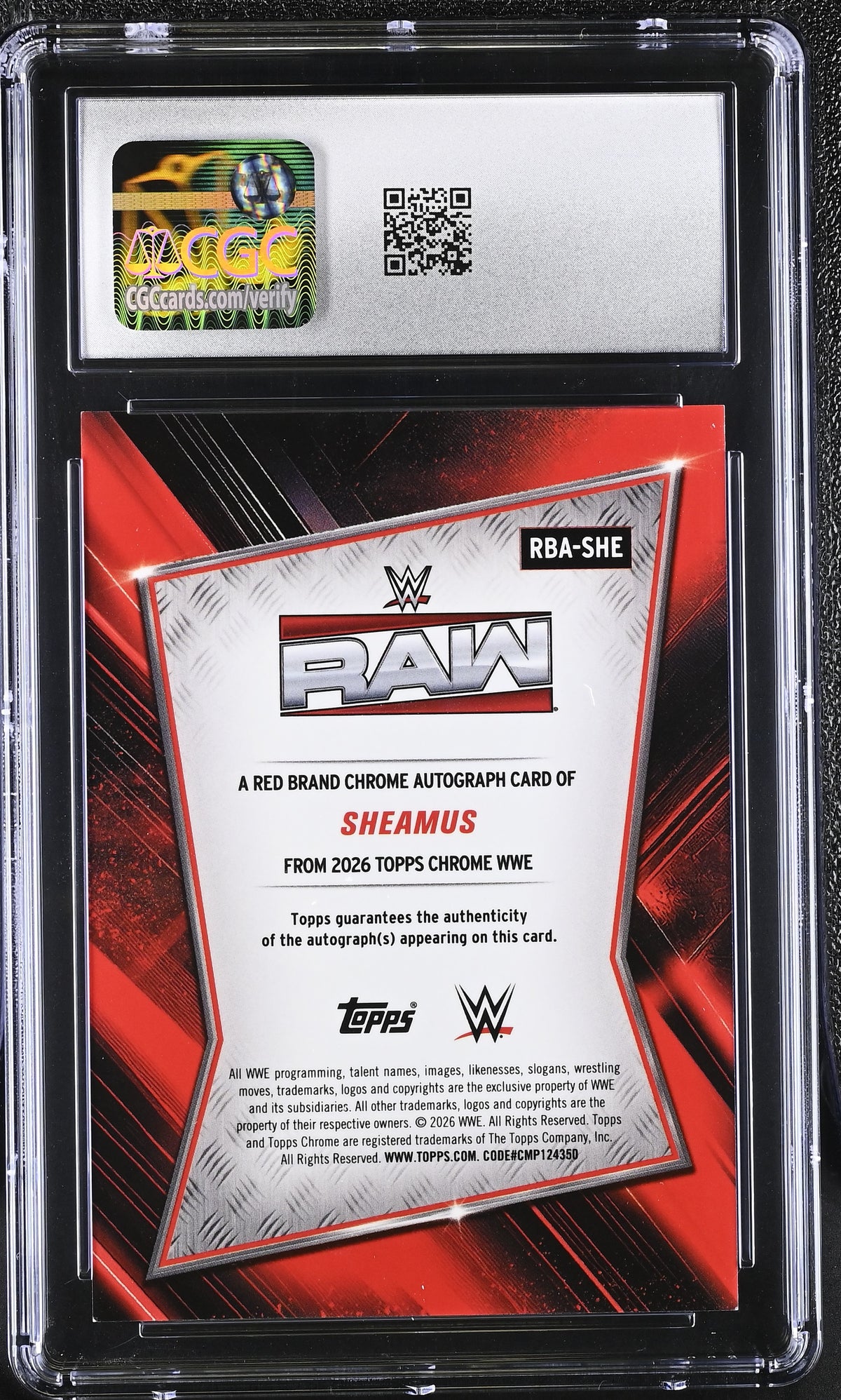 2026 Topps Chrome WWE Sheamus Green Refractor /99 Red Brand Auto #RBA-SHE CGC 10