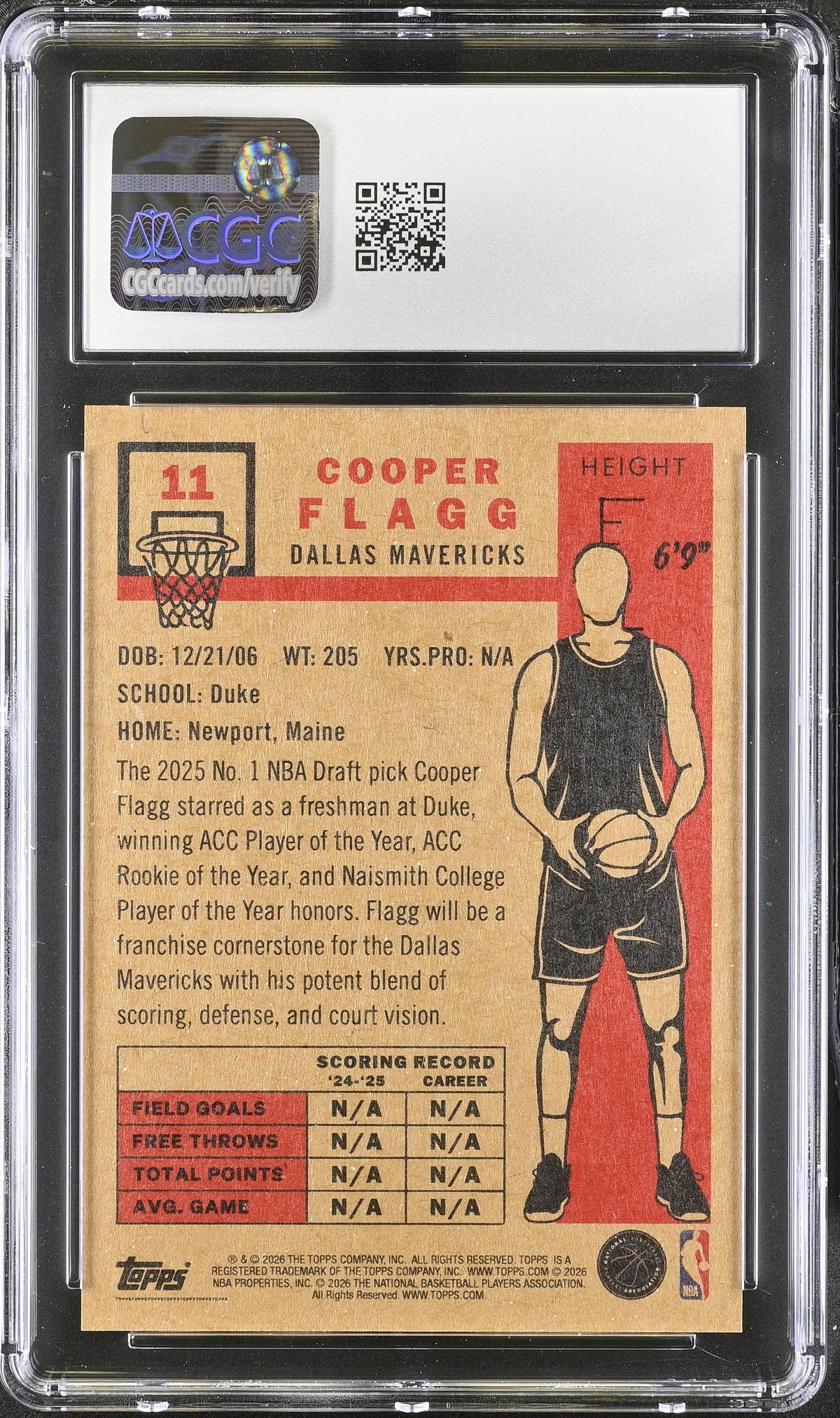 2025-26 Topps Living Set Cooper Flagg #11 CGC 9