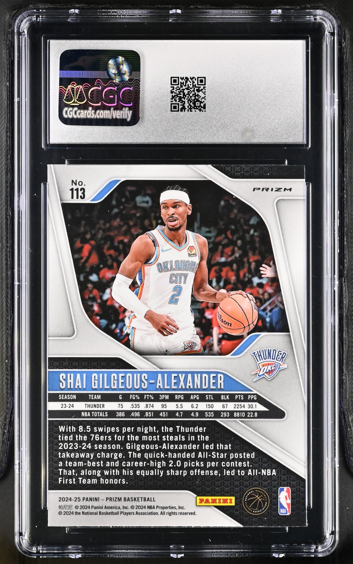 2024-25 Panini Prizm Shai Gilgeous-Alexander Orange Ice #113 CGC 9.5 Thunder