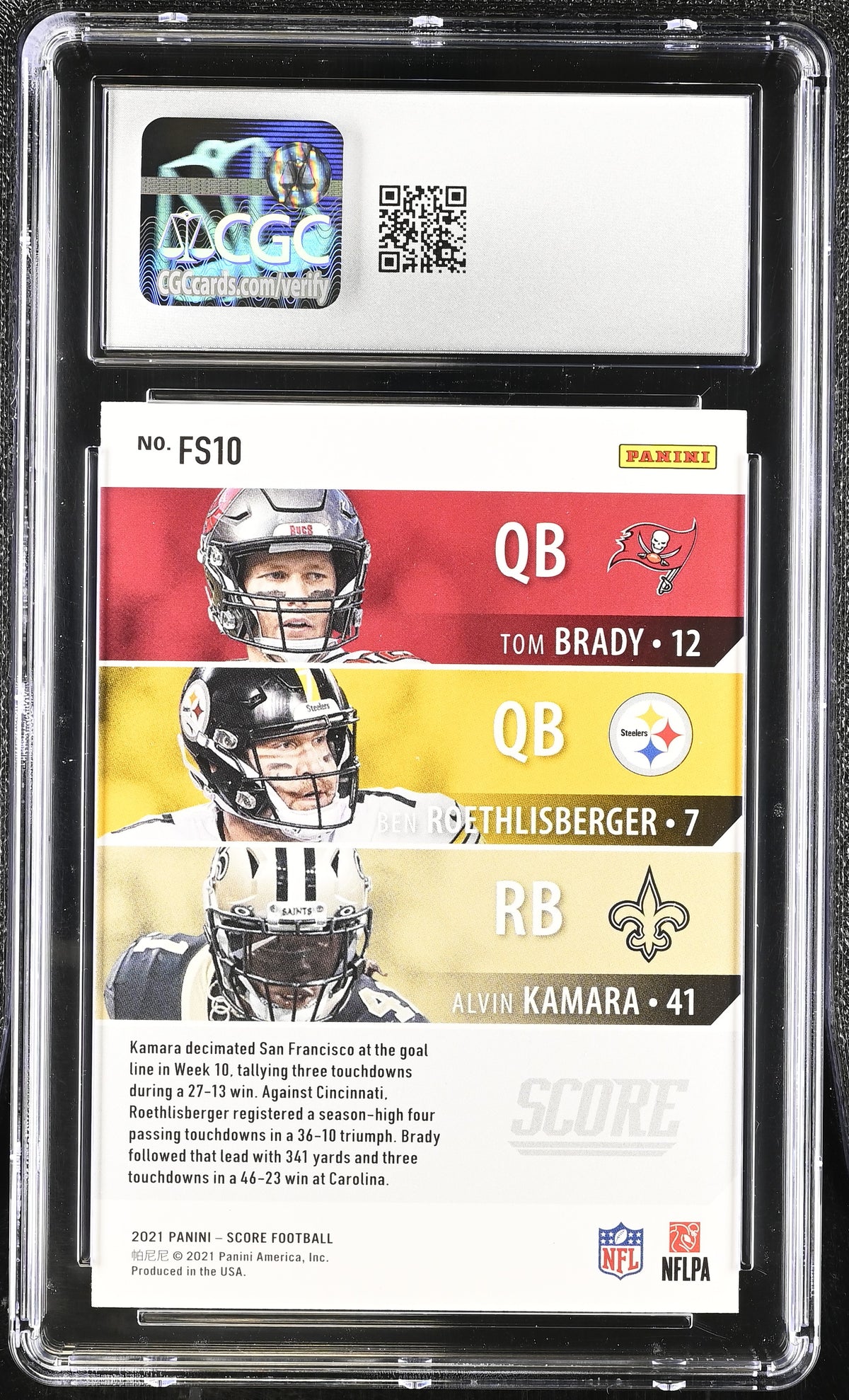 2021 Score Tom Brady Ben Roethlisberger Alvin Kamara Fantasy Stars #FS10 CGC 10