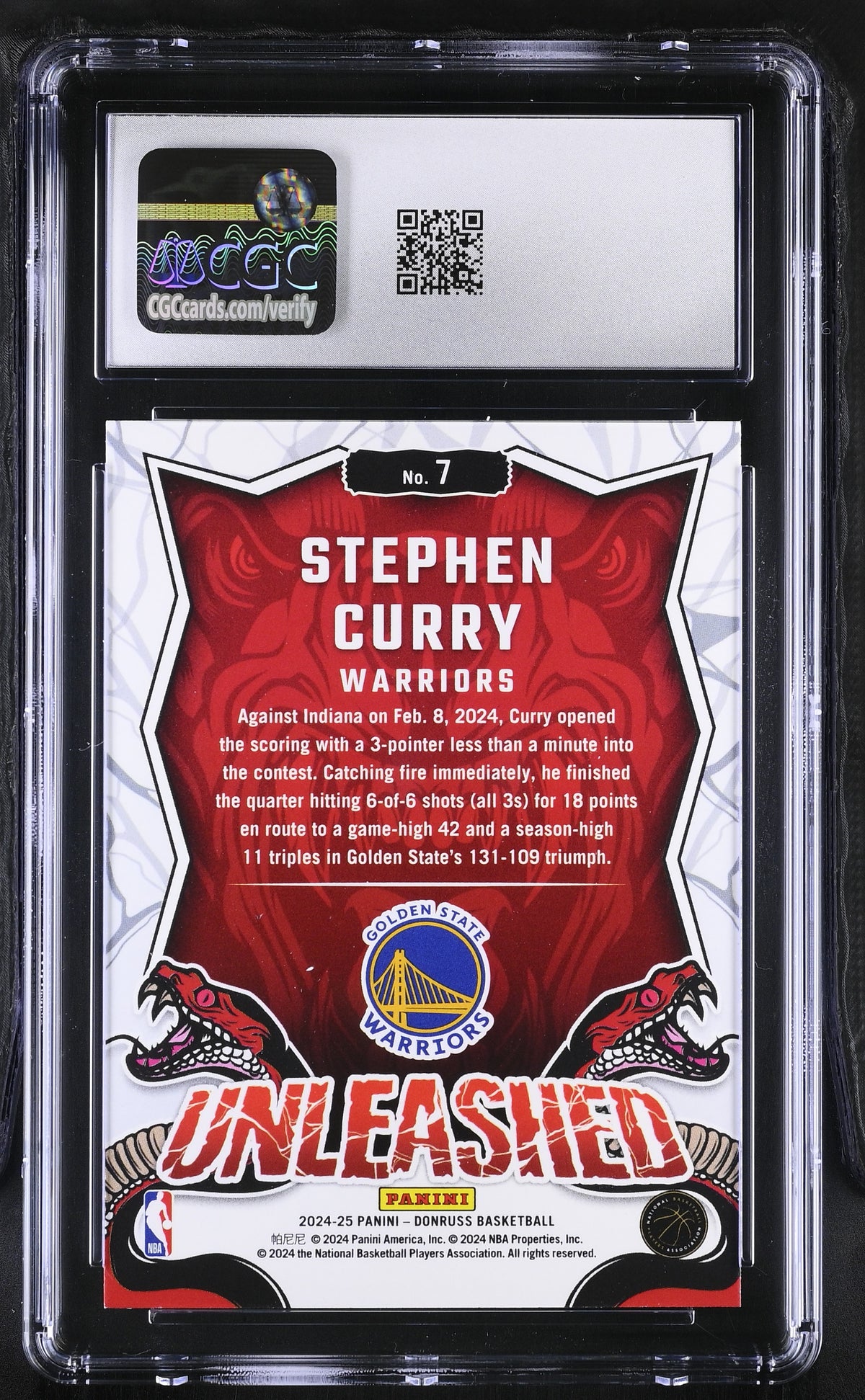 2023-24 Donruss Stephen Curry Diamond Unleashed #7 CGC 10 Golden State Warriors