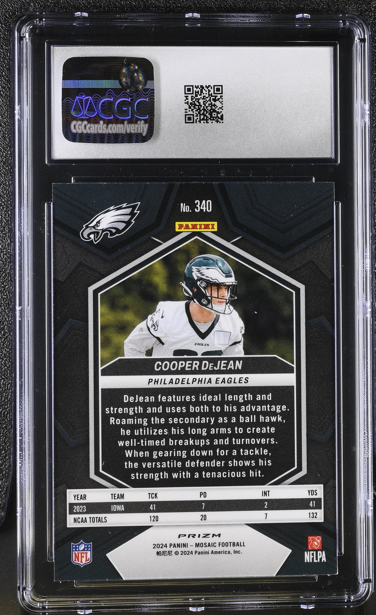2024 Panini Mosaic Cooper DeJean Reactive Blue Rookie #340 CGC 9.5 Eagles