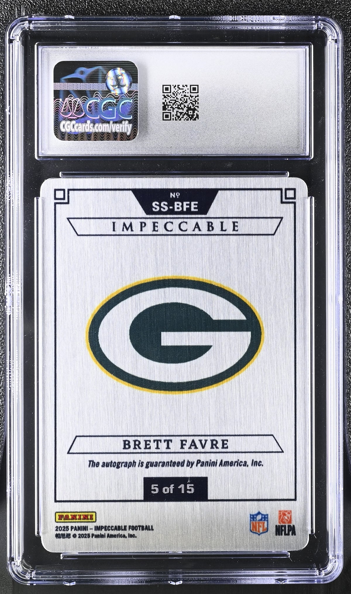 2025 Panini Impeccable Brett Favre Blue /15 Stainless Stars Auto CGC 9 Packers