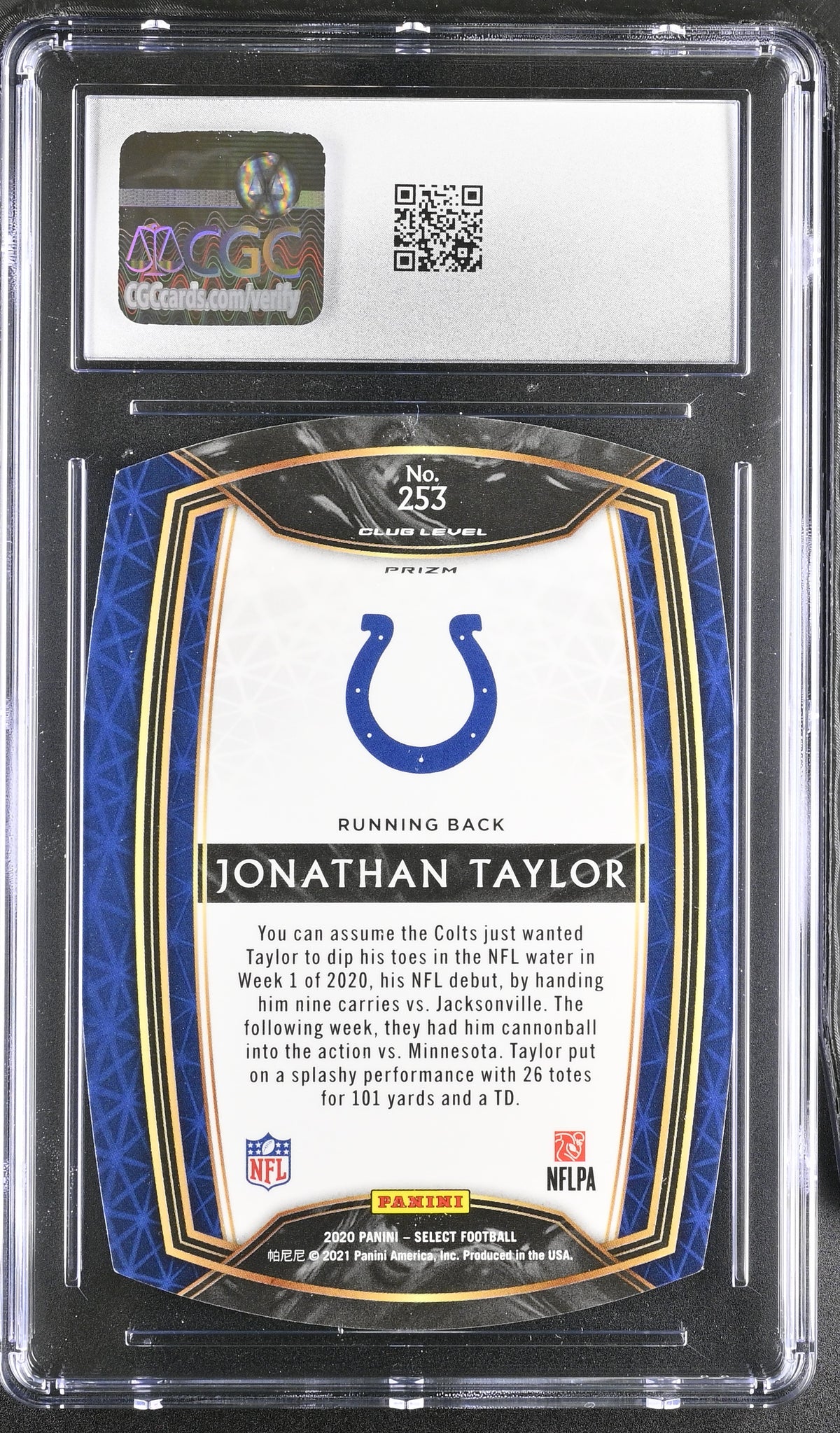2020 Panini Select Jonathan Taylor Light Blue Die-Cut Rookie #253 CGC 10 Colts