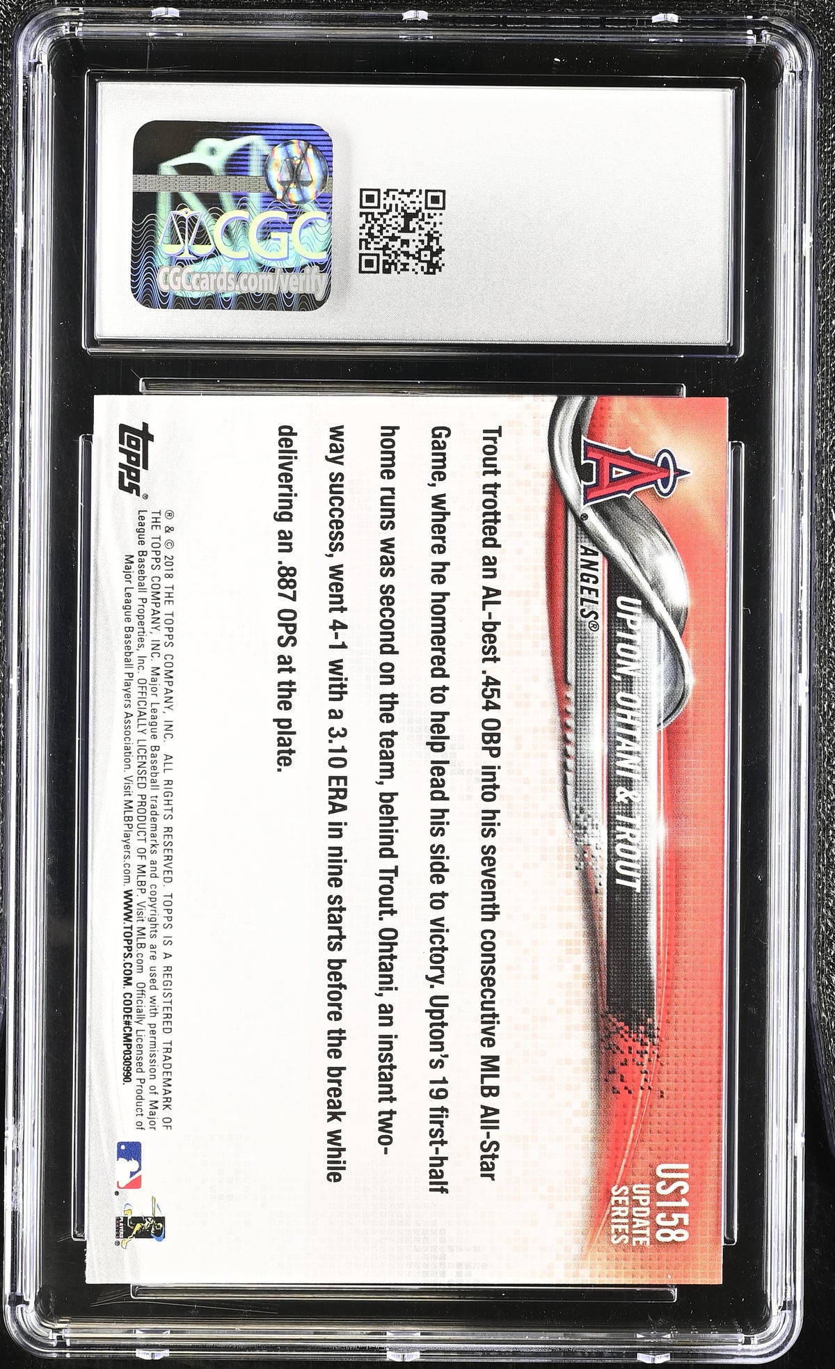 2018 Topps Update Next Stop, Stardom Ohtani/Trout Rookie #US158 CGC 10 Angels