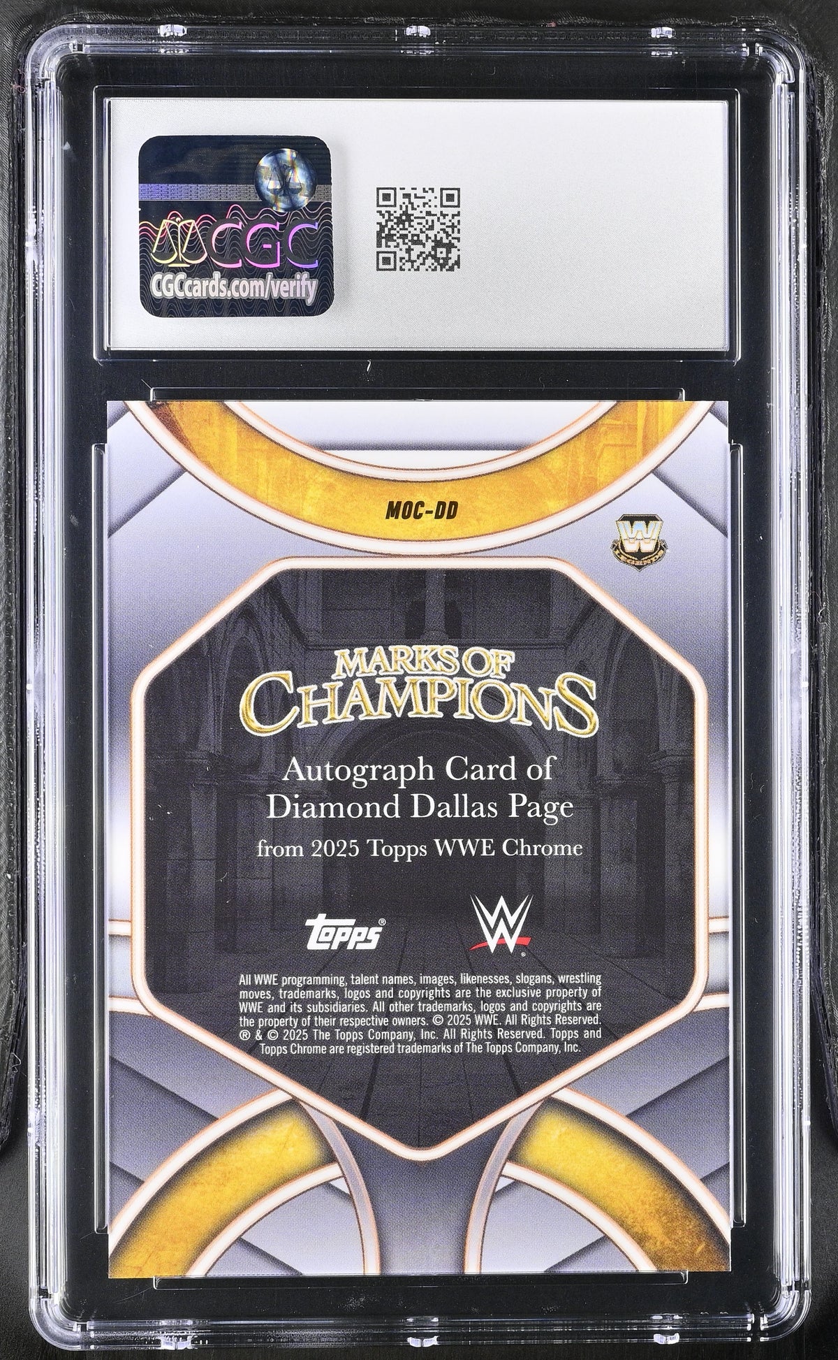 2025 Topps Chrome WWE Diamond Dallas Page Blue /150 MOC Auto #MOC-DD CGC 10