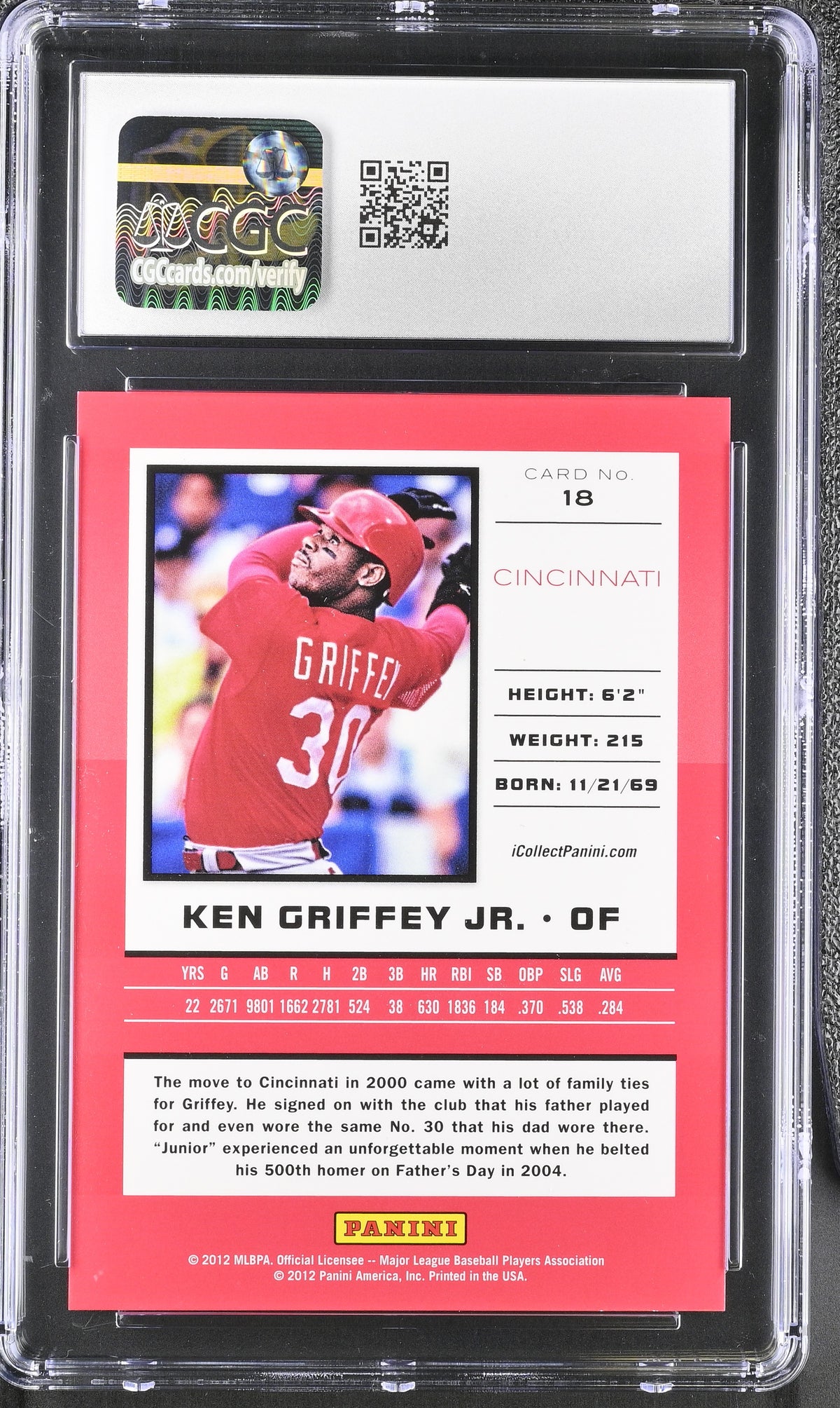 2012 Panini National Convention Ken Griffey Jr #18 CGC 10 Cincinnati Reds