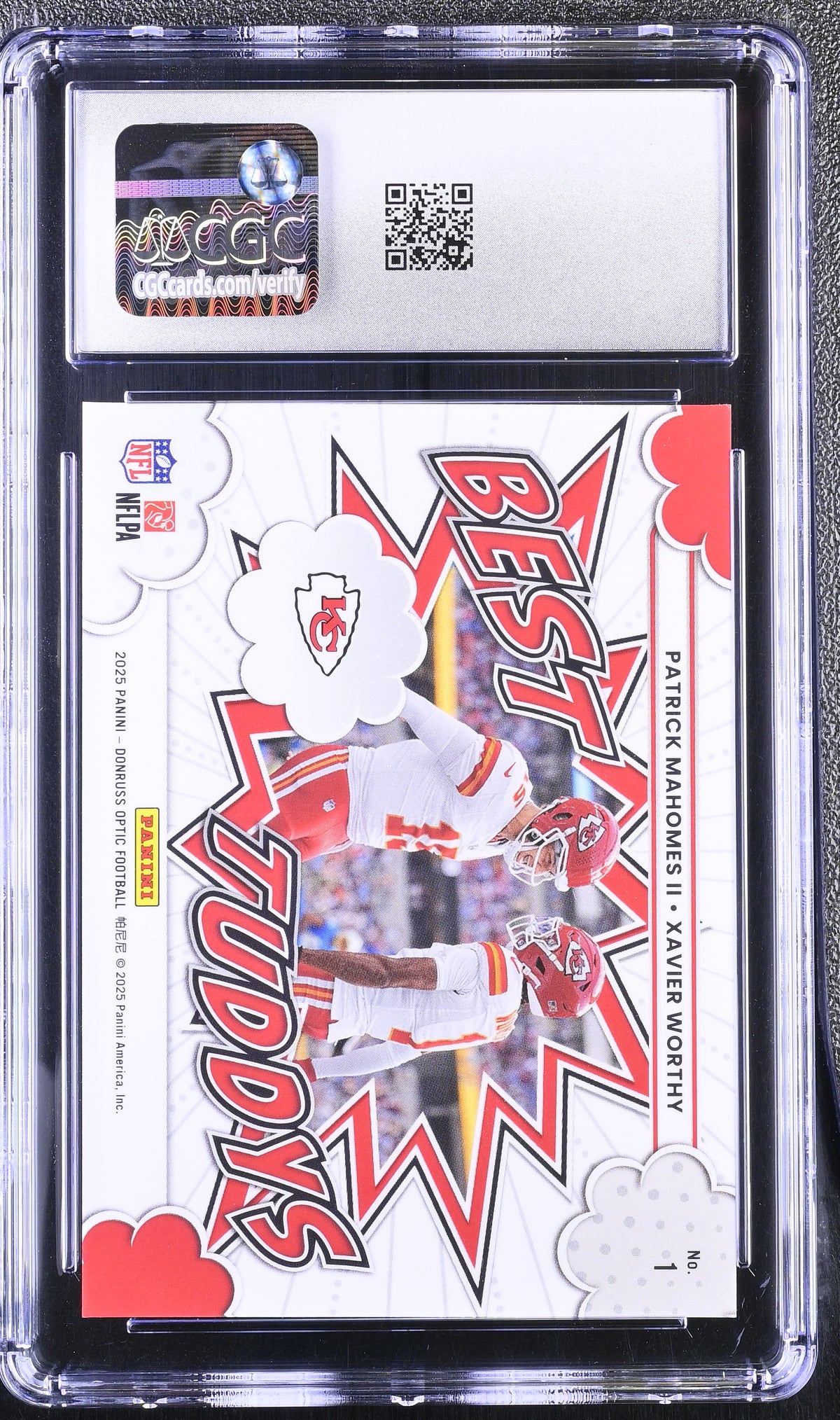 2025 Donruss Optic Patrick Mahomes II/Xavier Worthy Best Tuddys #1 CGC 10 Chiefs