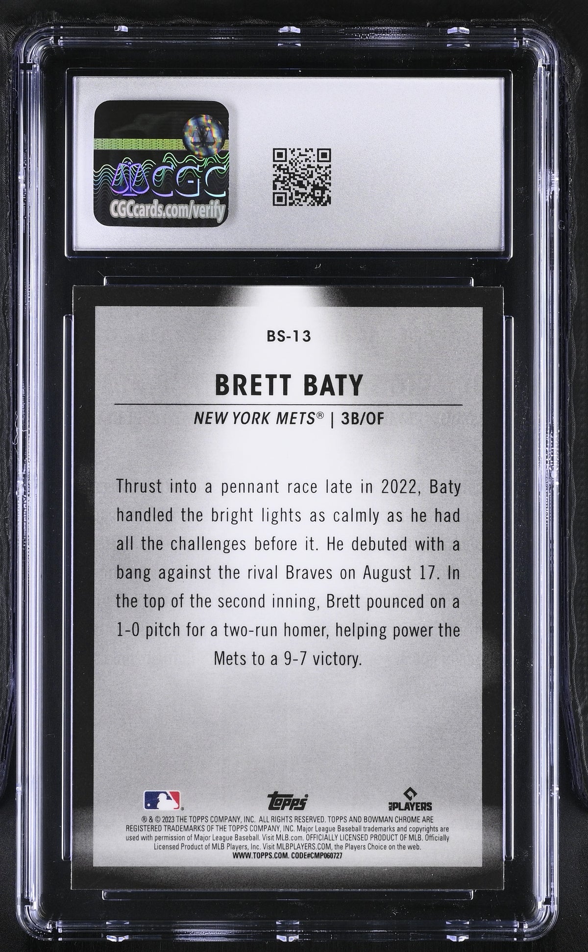 2023 Bowman Brett Baty Rookie Spotlights #BS-13 CGC 9.5 New York Mets