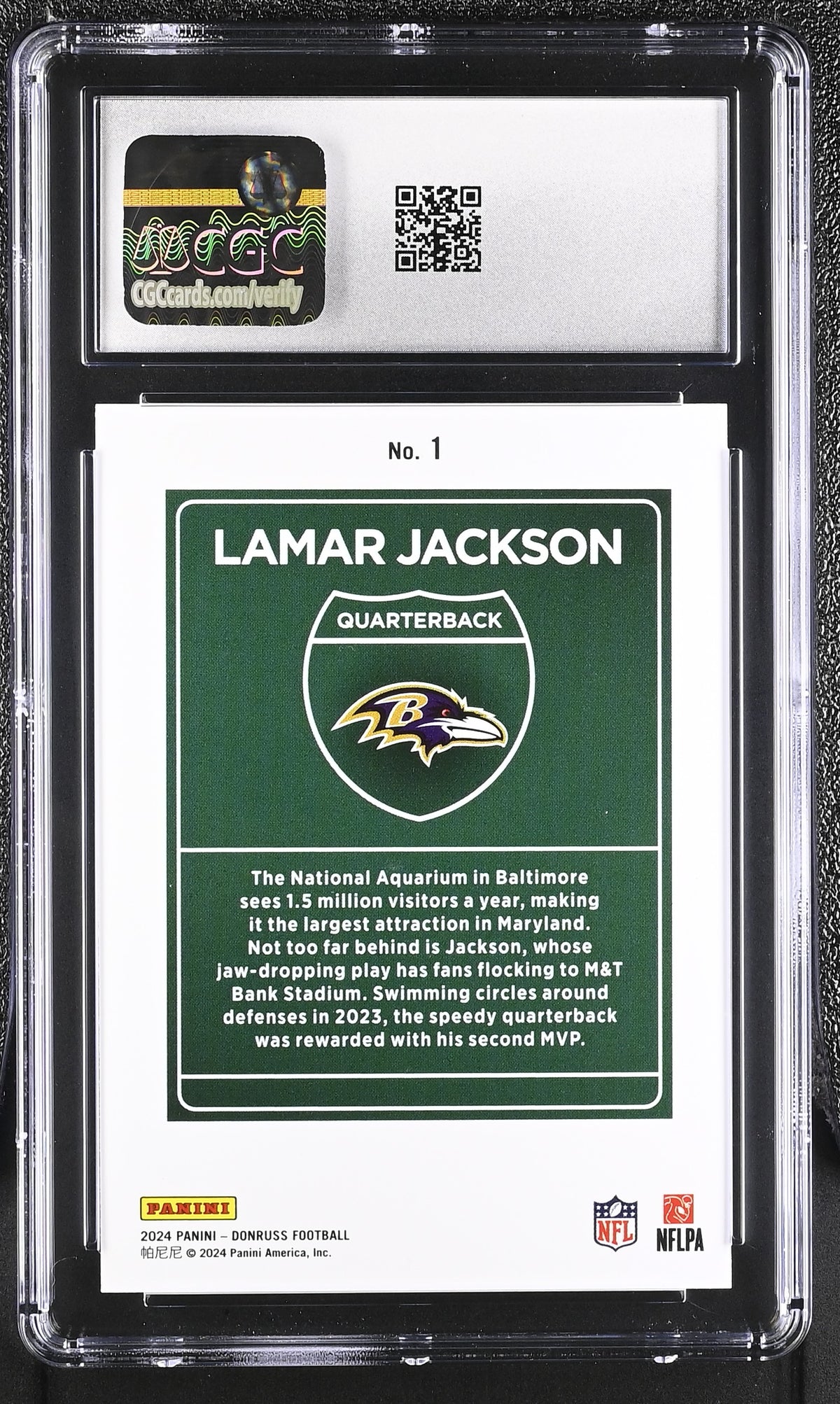 2024 Donruss Lamar Jackson Downtown #1 CGC 9 Baltimore Ravens
