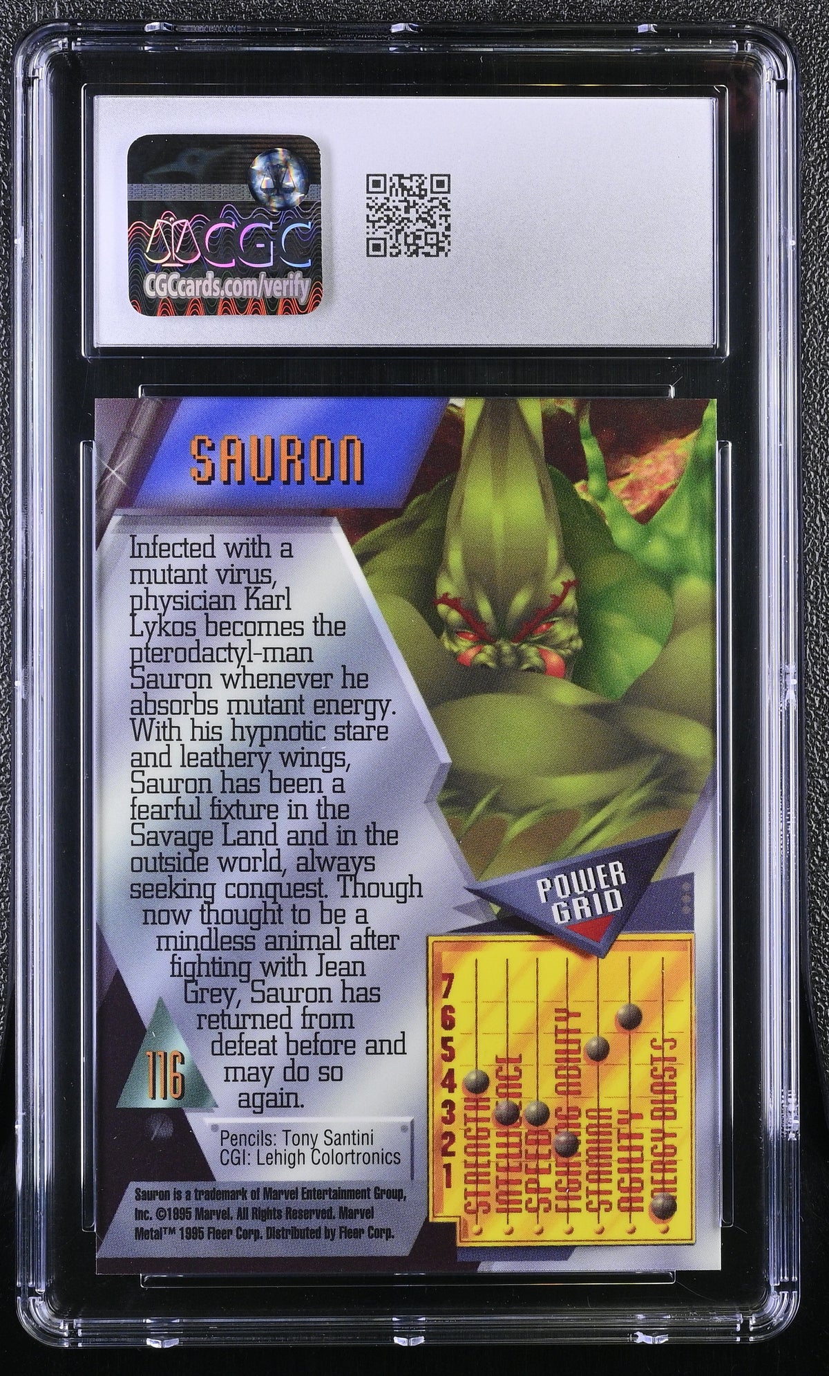 1995 Fleer Marvel Metal Inaugural Edition Sauron #116 CGC 9.5