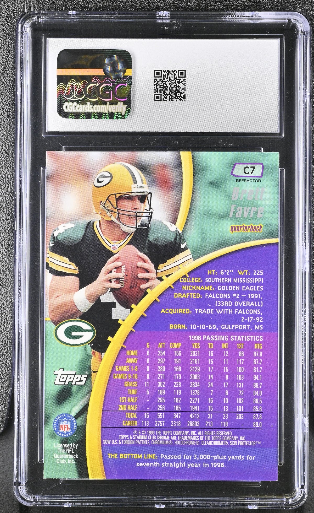1999 Stadium Club Brett Favre Refractor Chrome Previews #C7 CGC 9.5 Packers