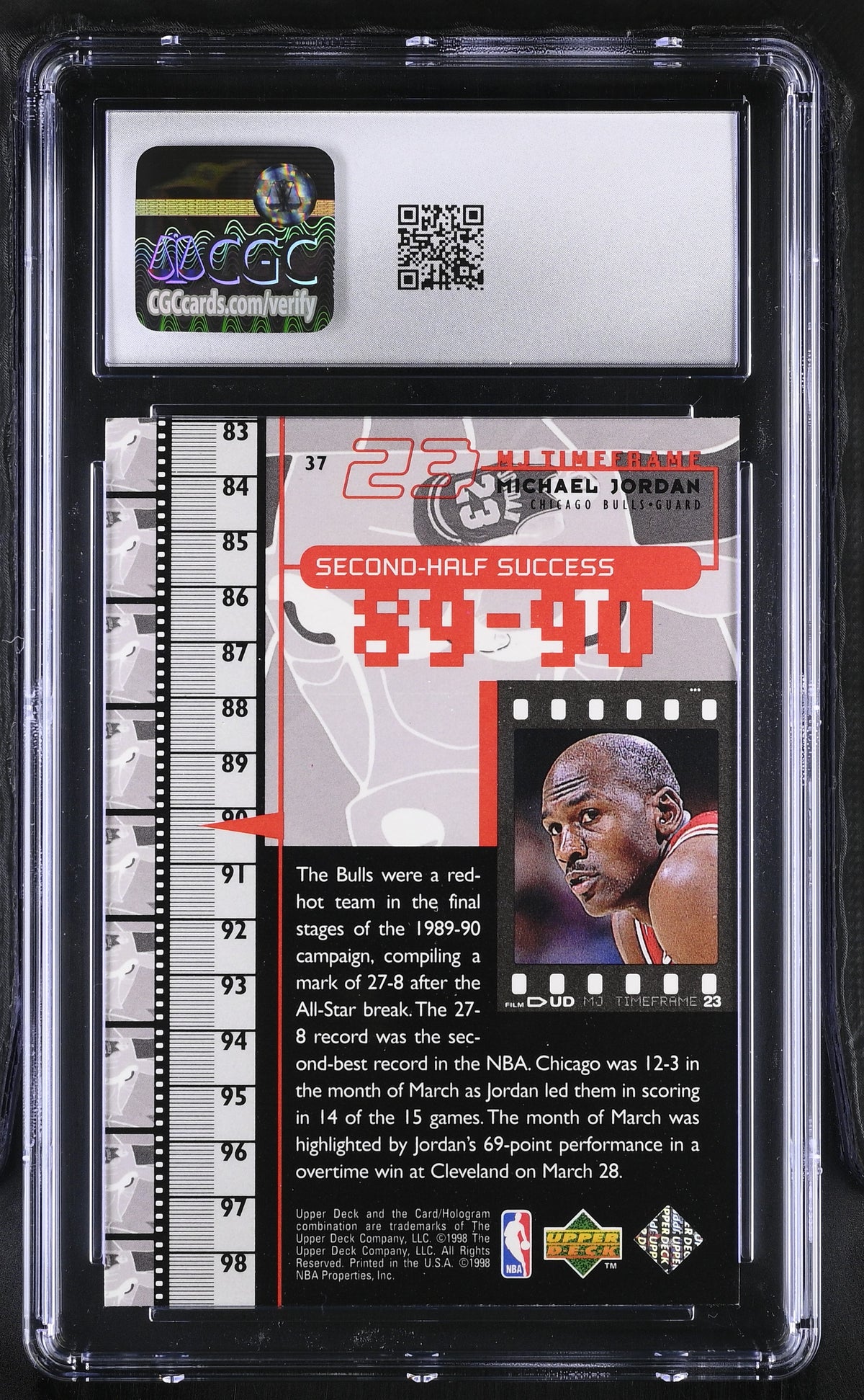 1998 Upper Deck MJ Living Legend Michael Jordan #37 CGC 9.5 Chicago Bulls