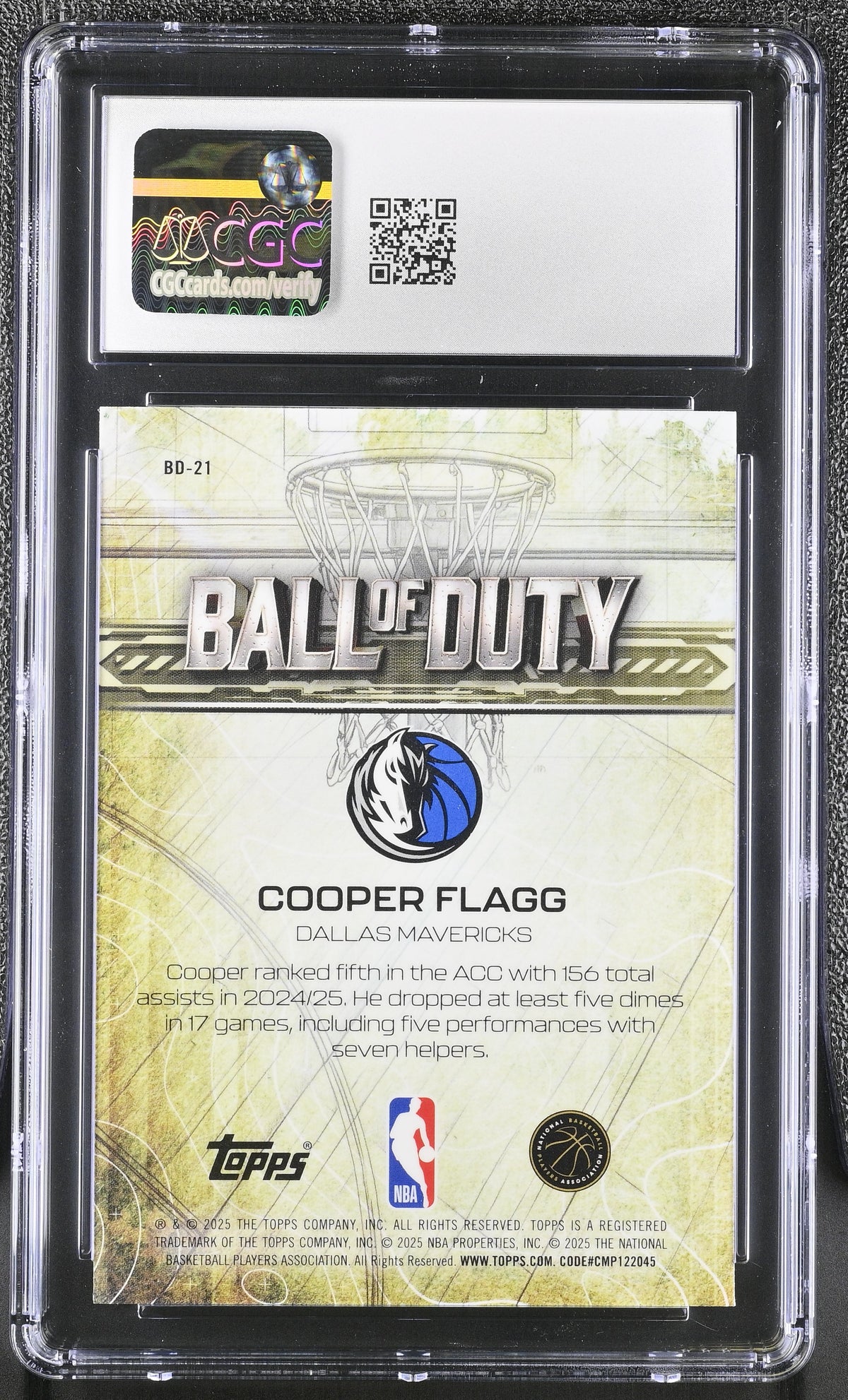 2025-26 Topps Chrome Cooper Flagg Rookie Ball of Duty #BD-21 CGC 10 Mavericks
