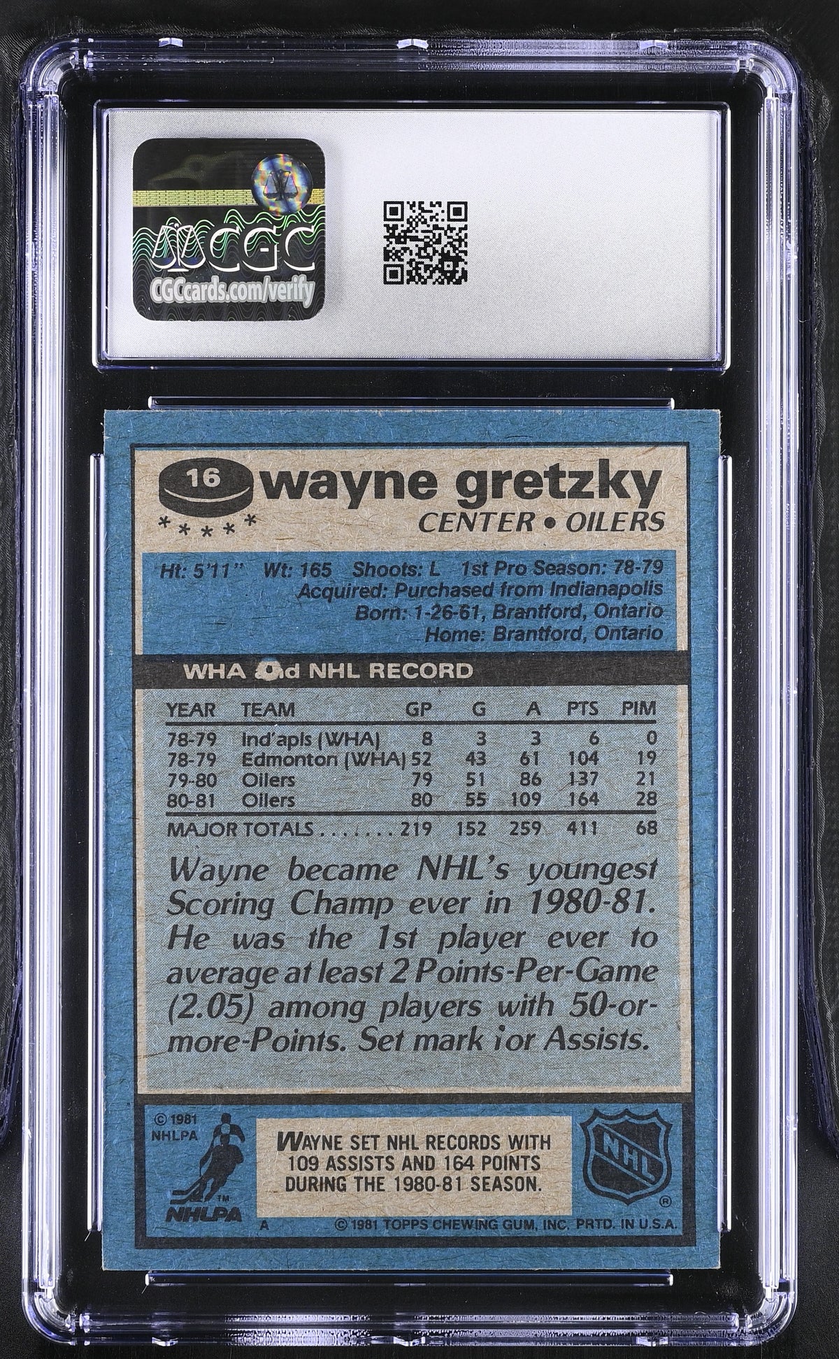 1981-82 Topps Wayne Gretzky #16 CGC 7 Edmonton Oilers