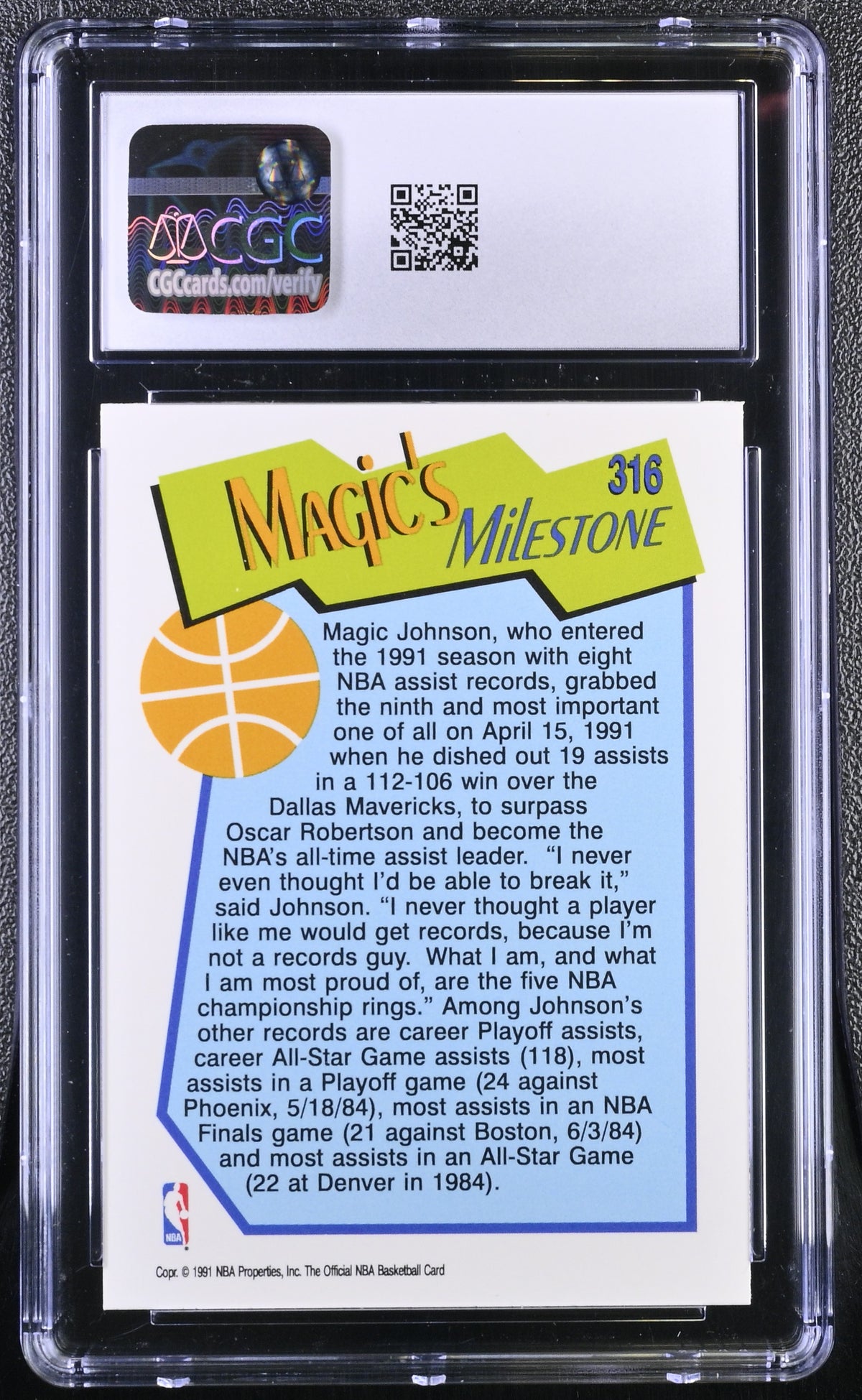 1991-92 Hoops Magic Johnson #316 CGC 9.5 Los Angeles Lakers