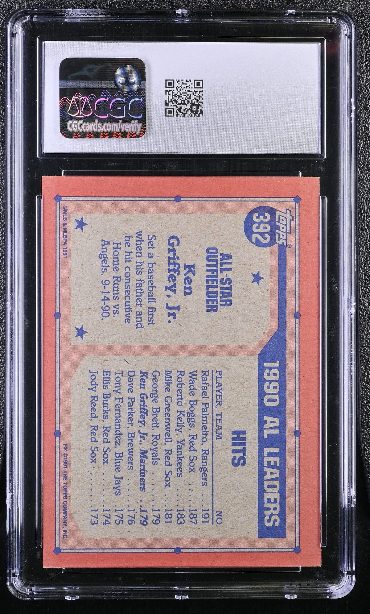 1991 Topps Ken Griffey Jr. All Star #392 CGC 9.5 Seattle Mariners