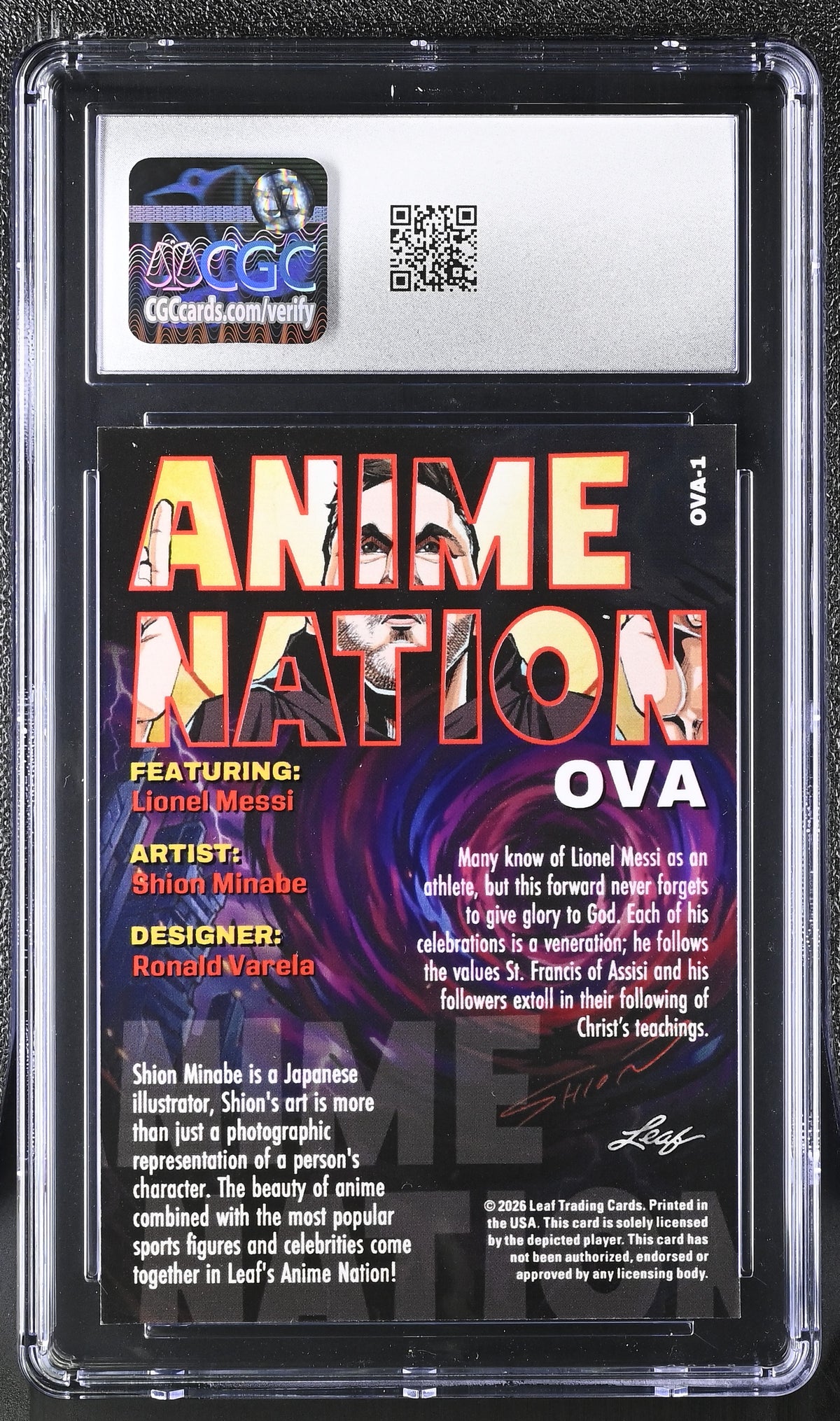 2026 Leaf Anime Nation Ova Lionel Messi #OVA-1 CGC 10