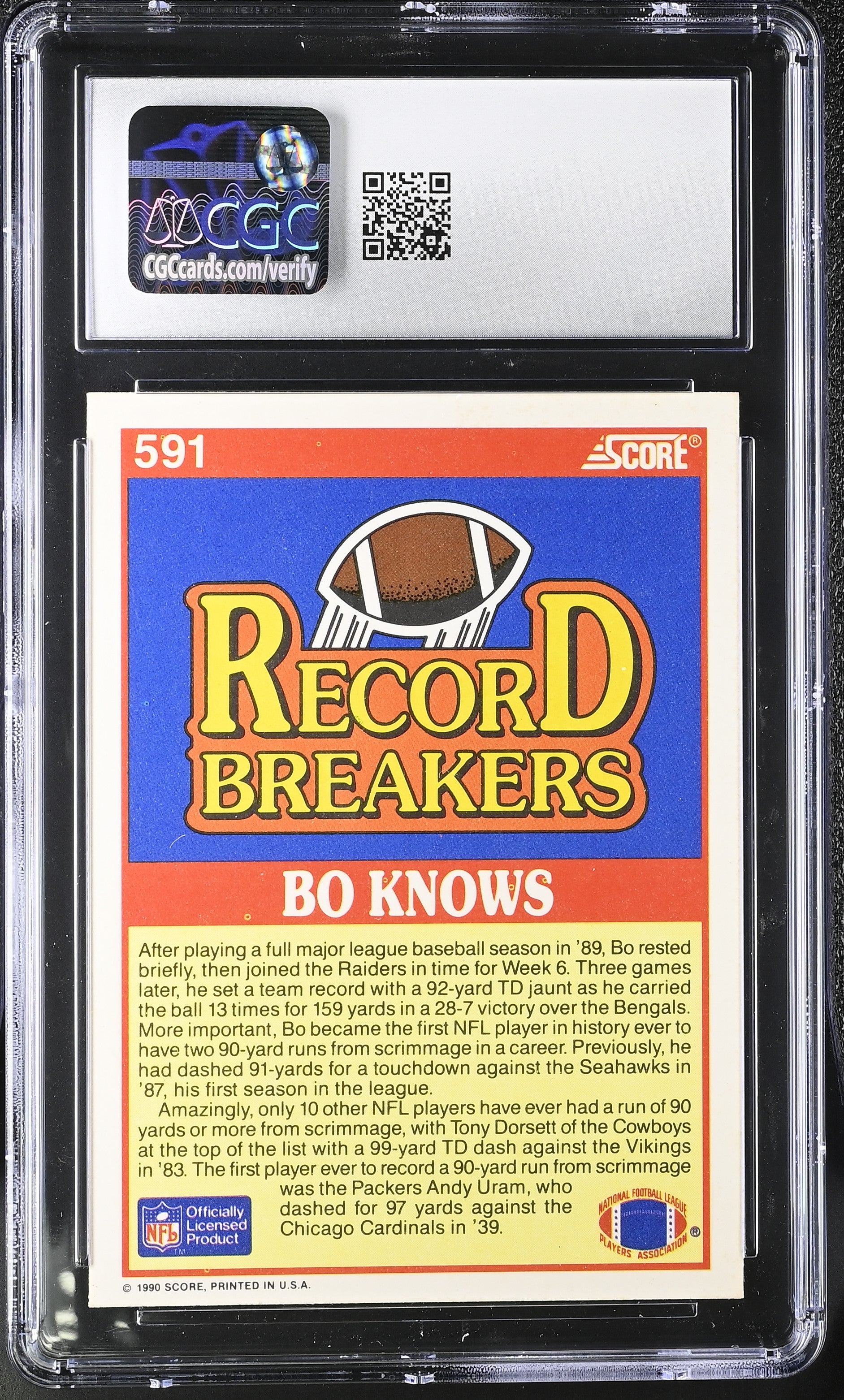 1990 Score Bo Jackson #591 CGC 9