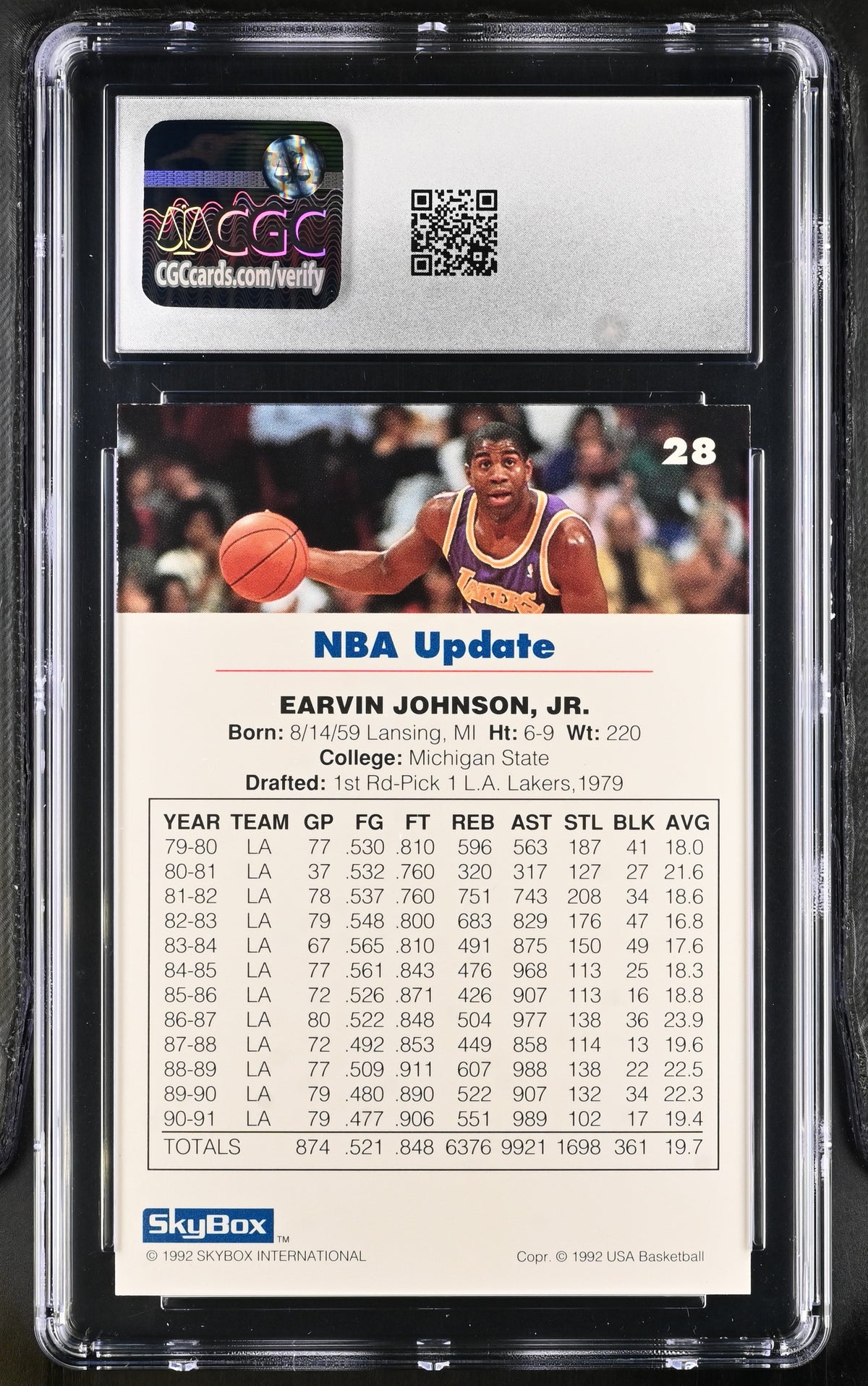 1992-93 Skybox Usa Magic Johnson #28 CGC 9.5 Los Angeles Lakers