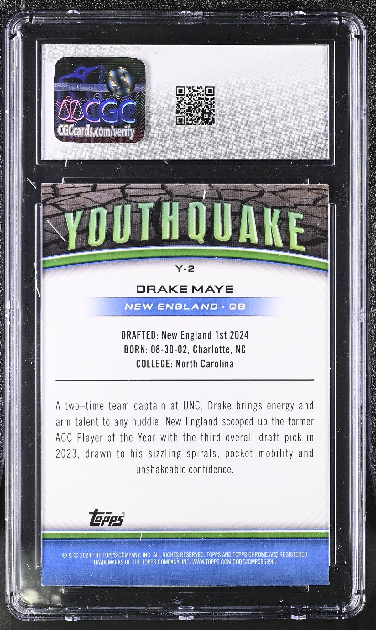 2024 Topps Chrome Drake Maye X-Fractor Rookie Youthquake #Y-2 CGC 9 Patriots