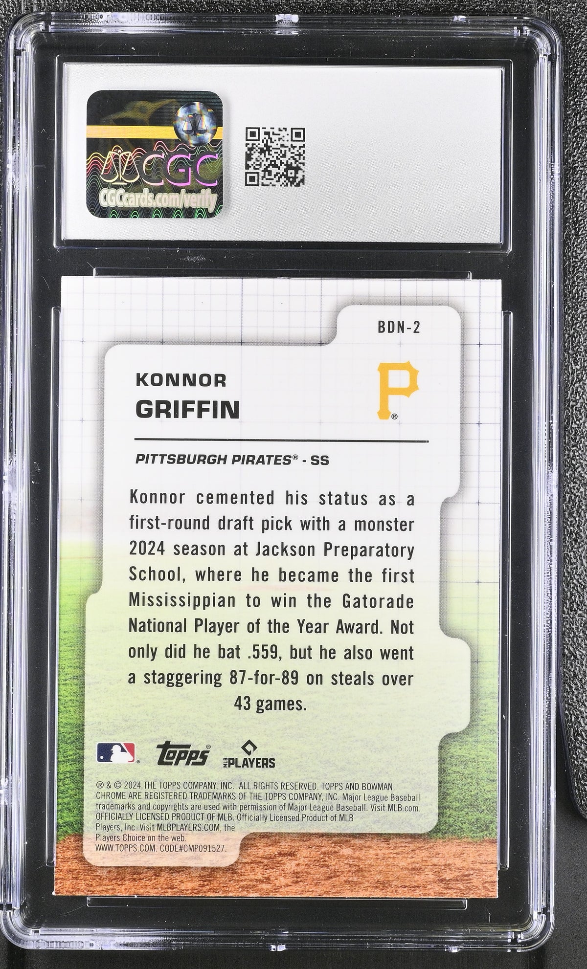 2024 Bowman Draft Konnor Griffin Rookie Draft Night #BDN-2 CGC 10 Pirates