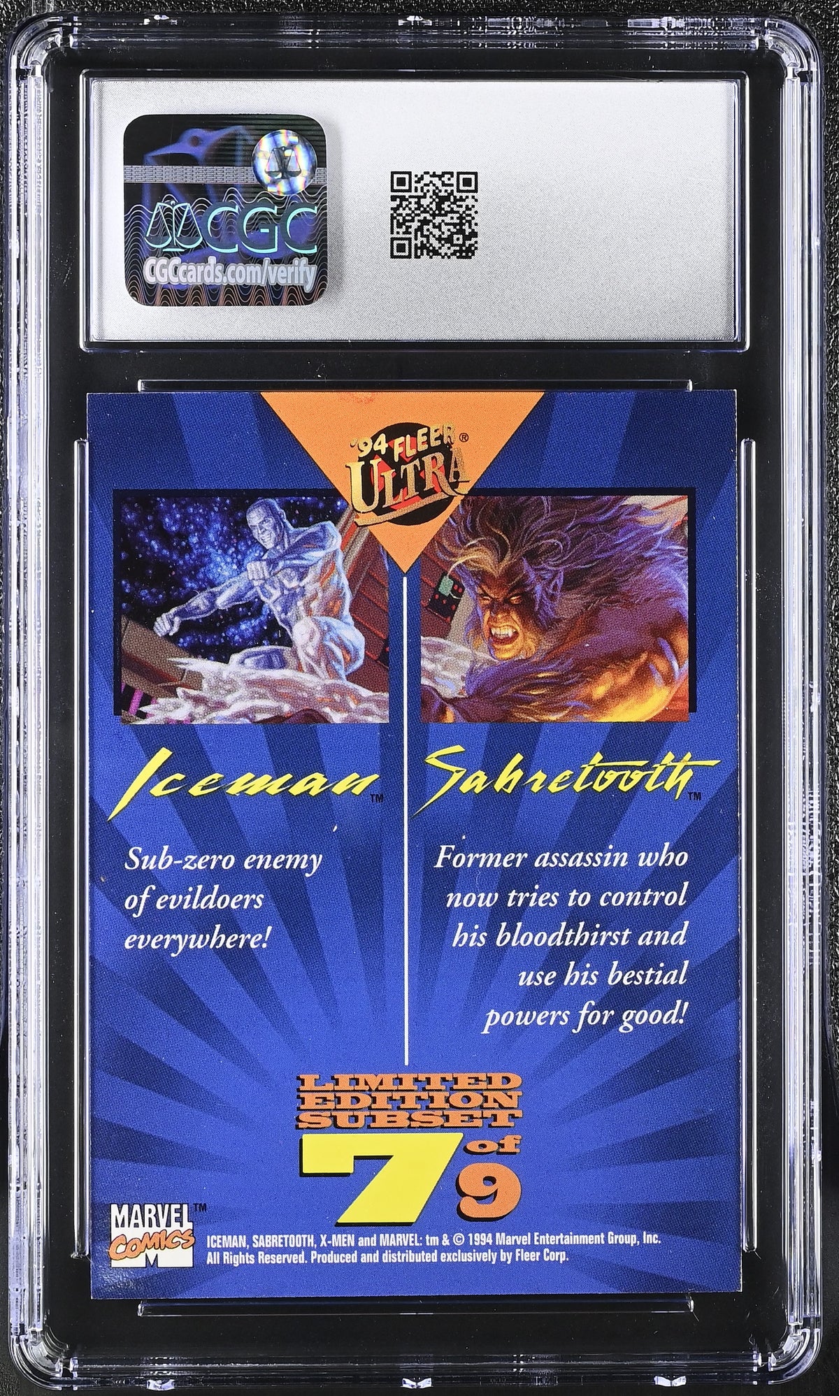 1994 Fleer Ultra X-Men Iceman, Sabretooth #7 of 9 Team Portrait CGC 9.5