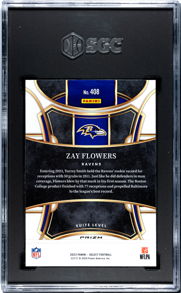 2023 Panini Select Zay Flowers Disco Prizm Rookie #408 SGC 9.5 Baltimore Ravens