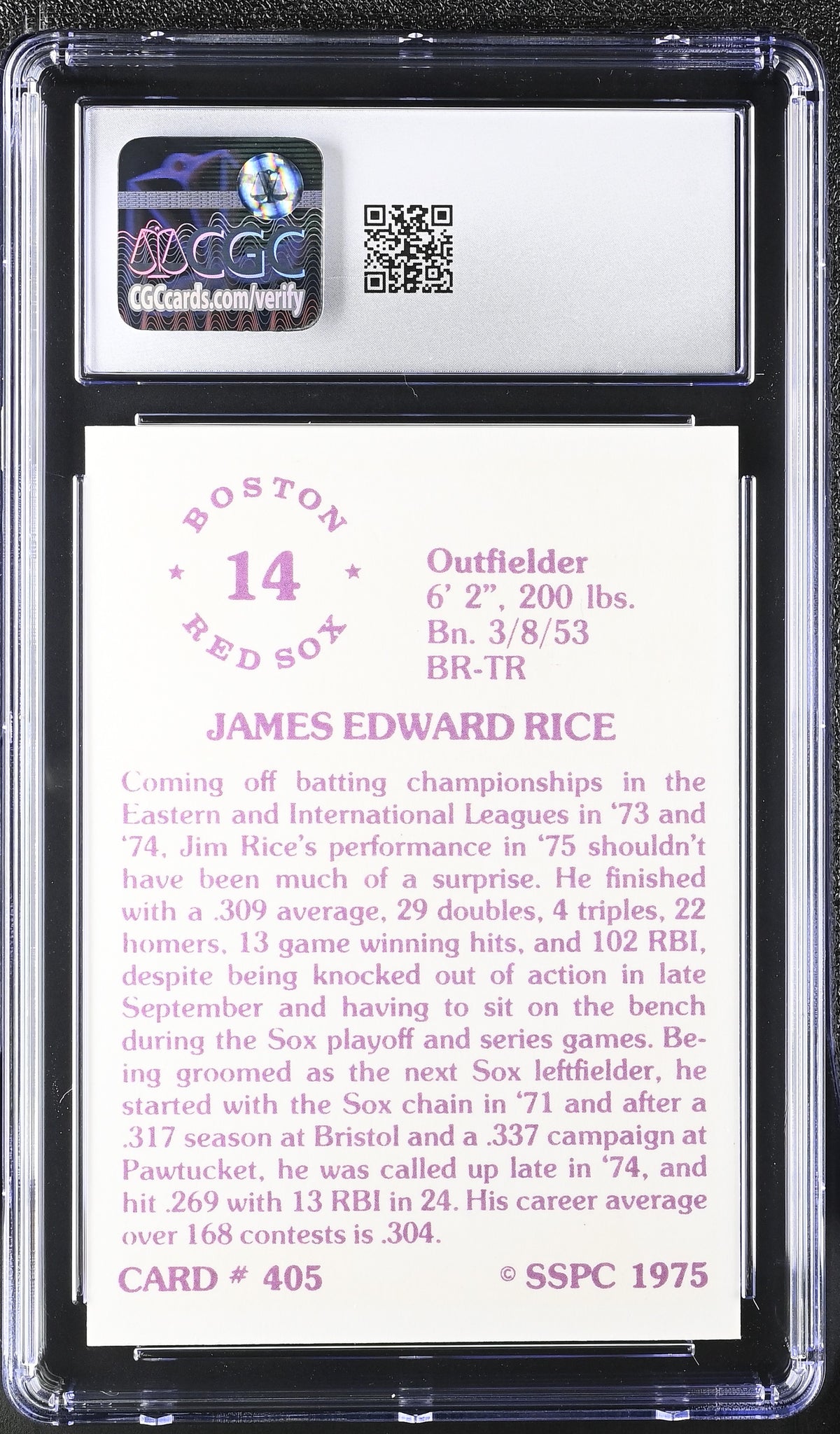 1976 Sspc Jim Rice #405 CGC 9