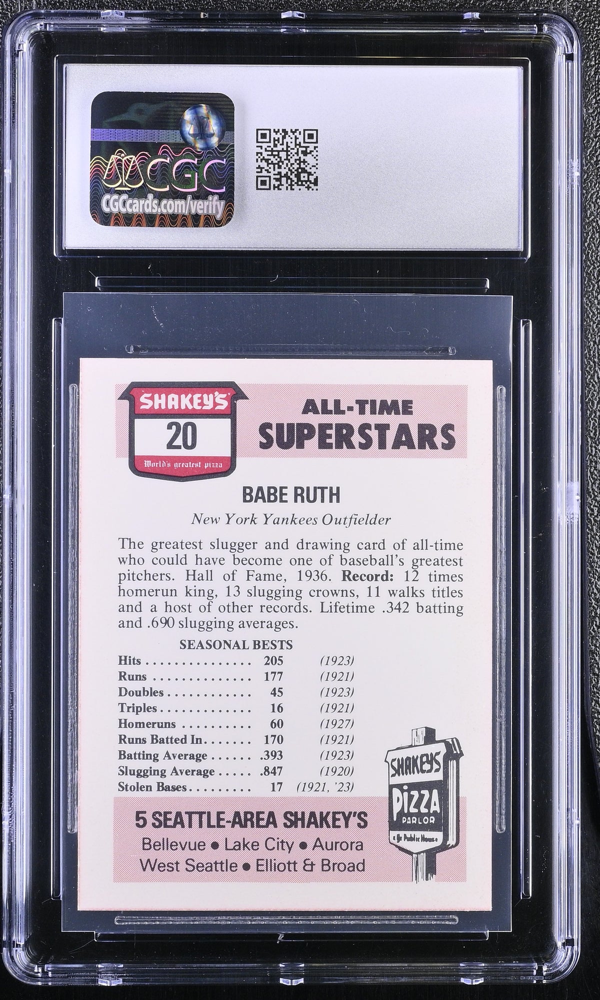 1977 Shakey's Pizza Babe Ruth #20 CGC 8.5 New York Yankees